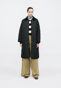 FLAG QUILTED PADDED OVERSIZED LONGLINE COAT - Winter coat - black