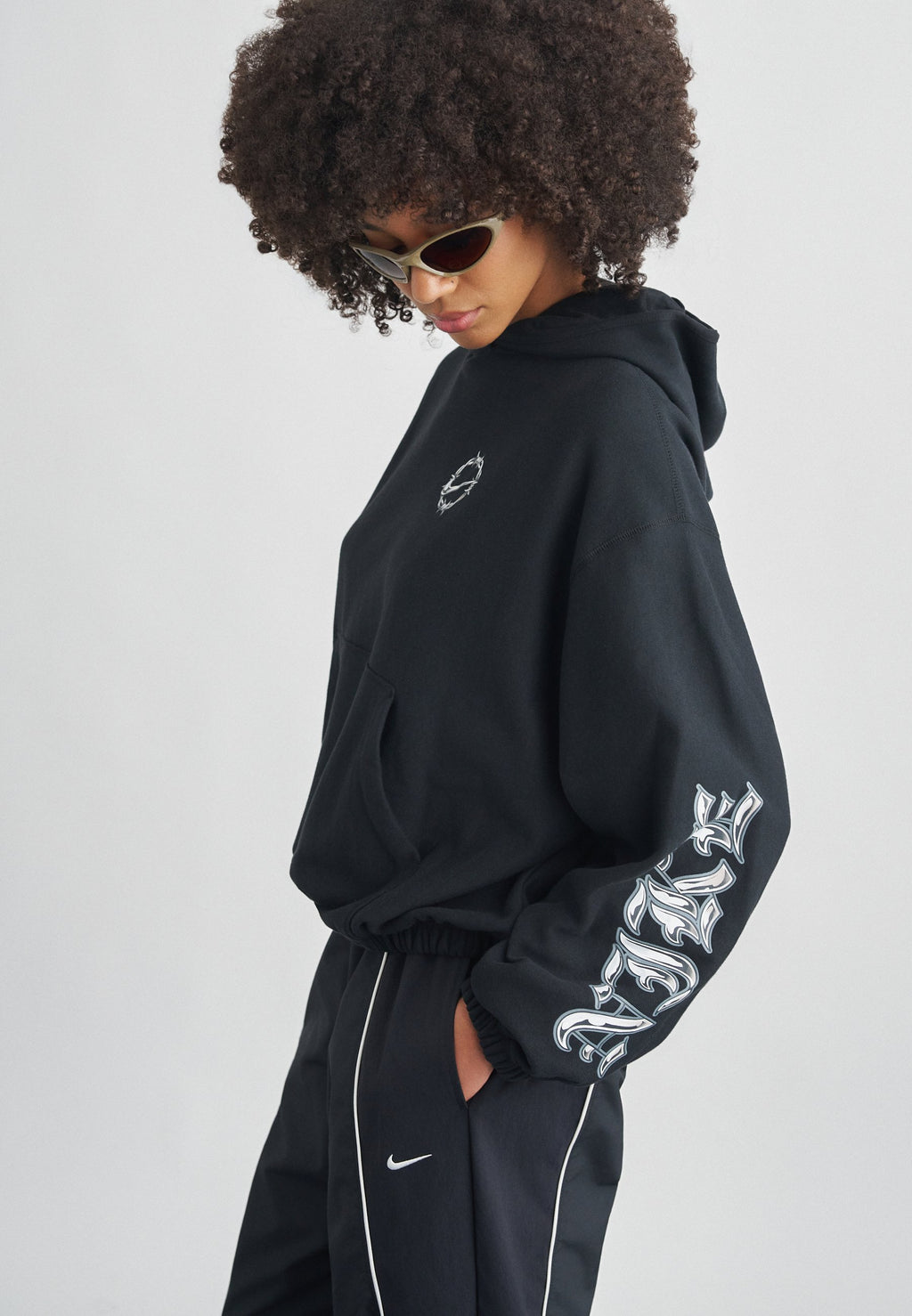 STREET - Sweat à capuche - noir/gris collège
