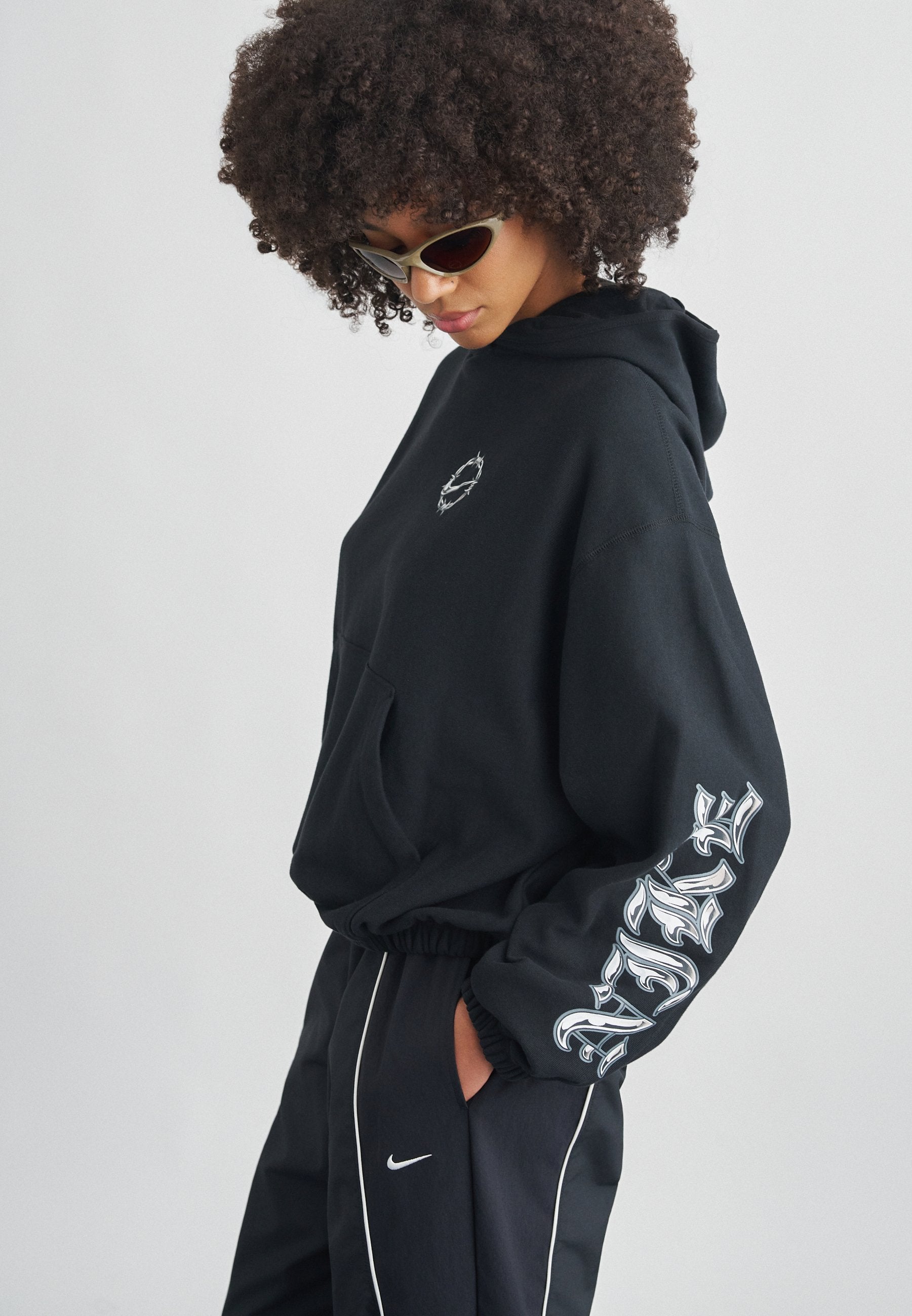 STREET - Sweat à capuche - noir/gris collège