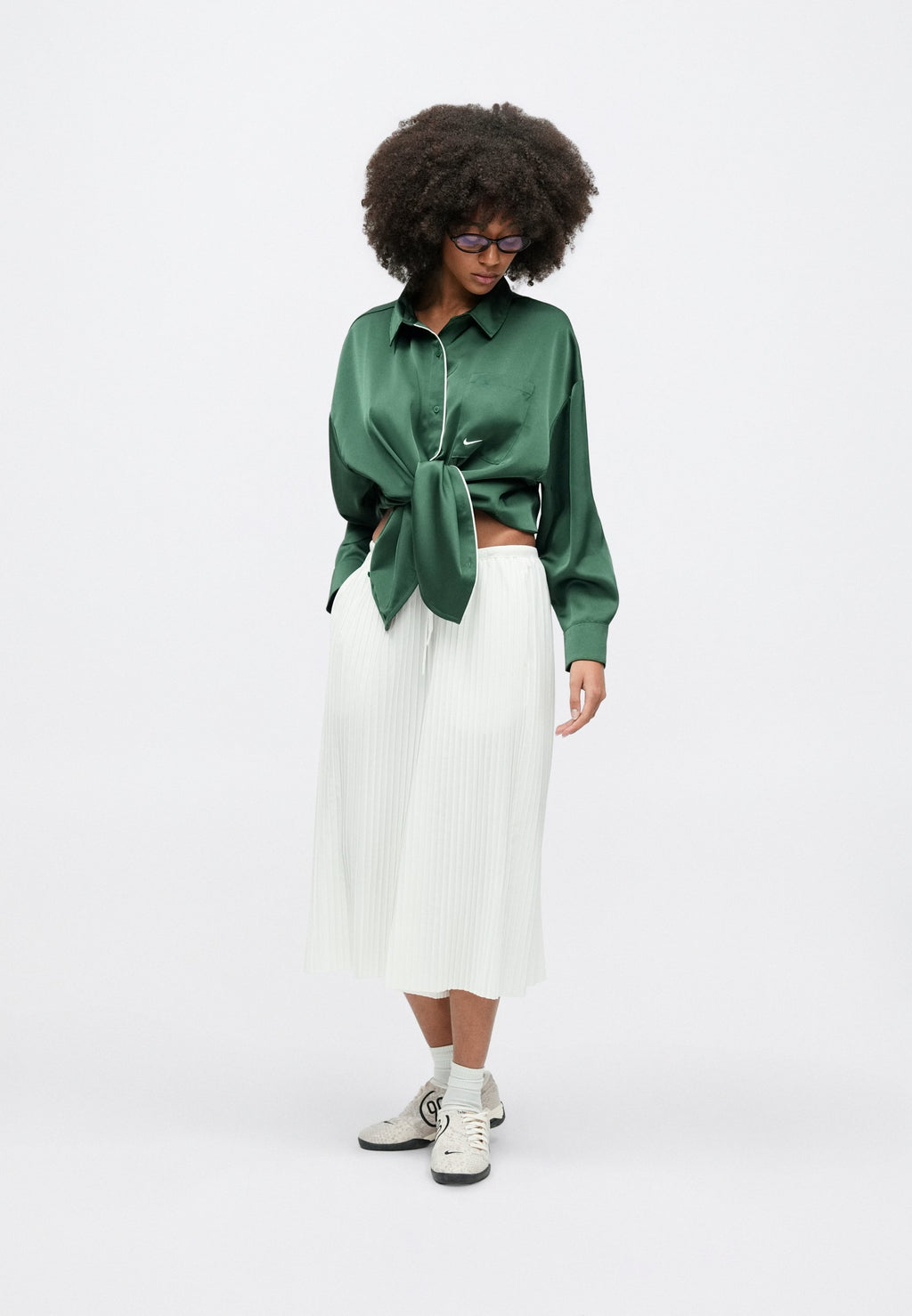 PLEATED CULOTTE - Trousers - sail