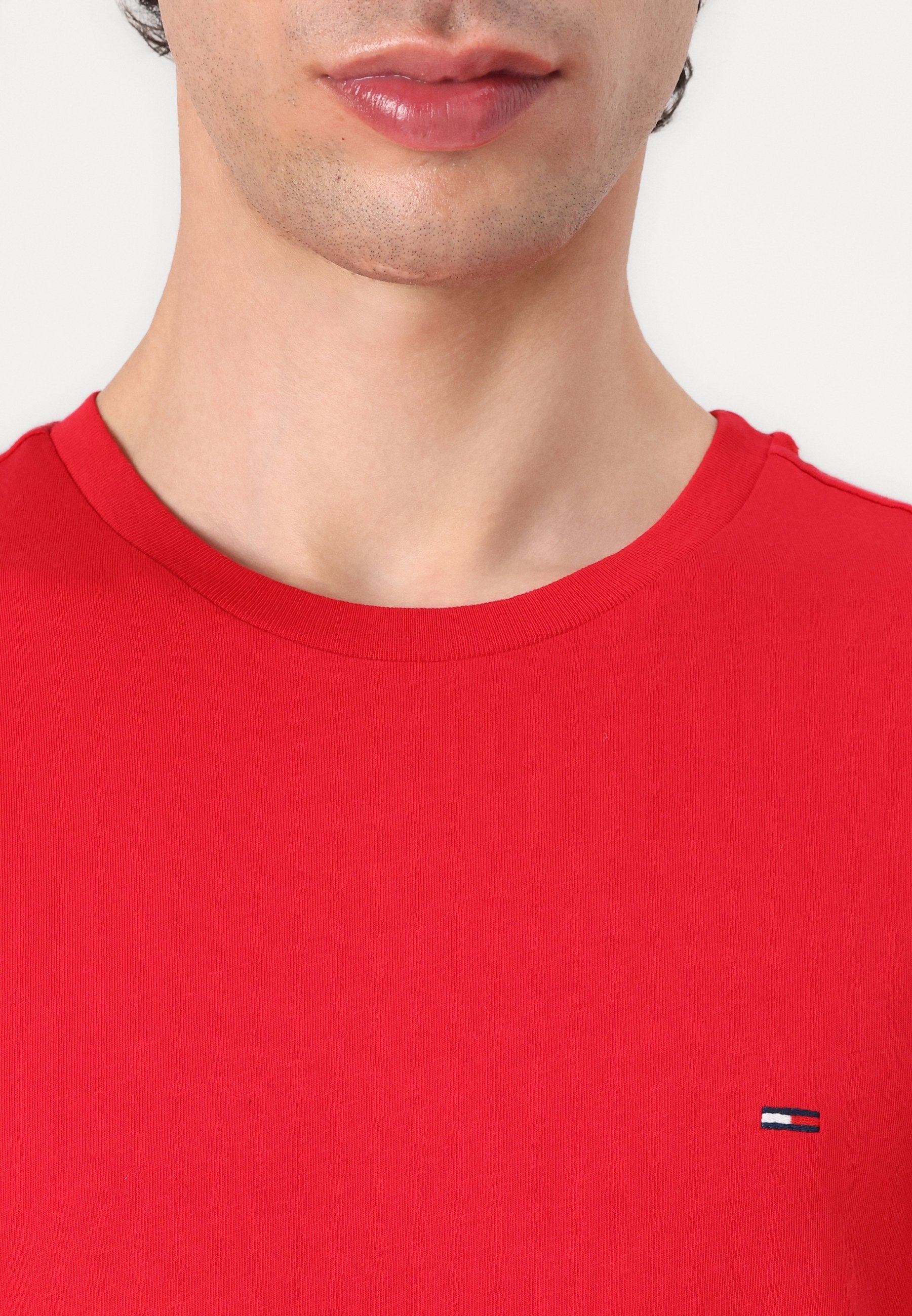 SLIM TEE  - Basic T-shirt - ecru/dark night navy/red