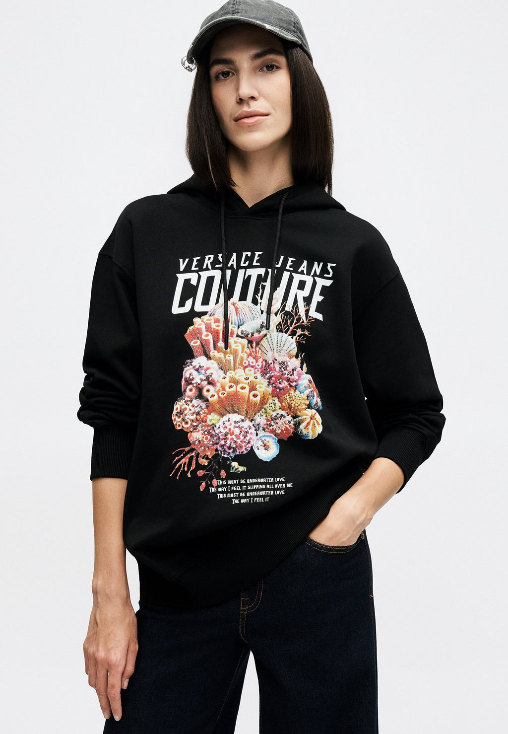 SEA LIFE STRASS - Hoodie - black