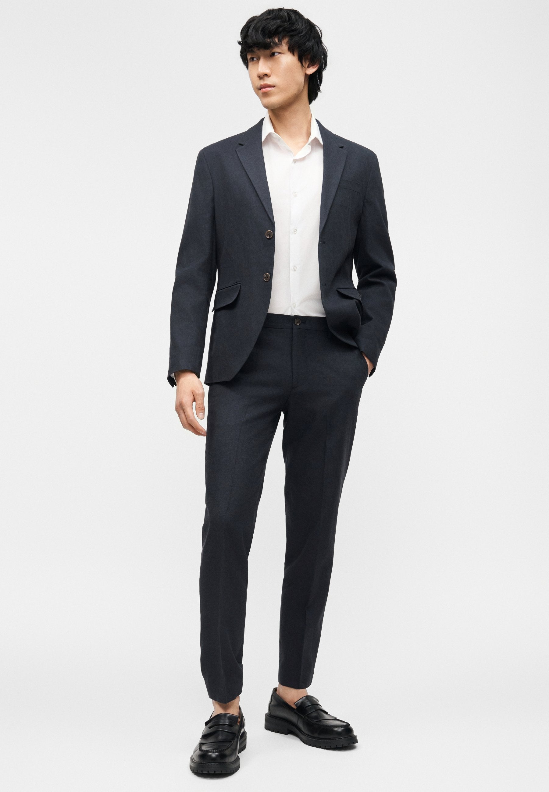 Costume ajusté JPRMARTIN - Blazer simple boutonnage et pantalon - bleu marine foncé