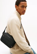METAL LOGO CROSSBODY REPORTER BAG - Cross body bag - black