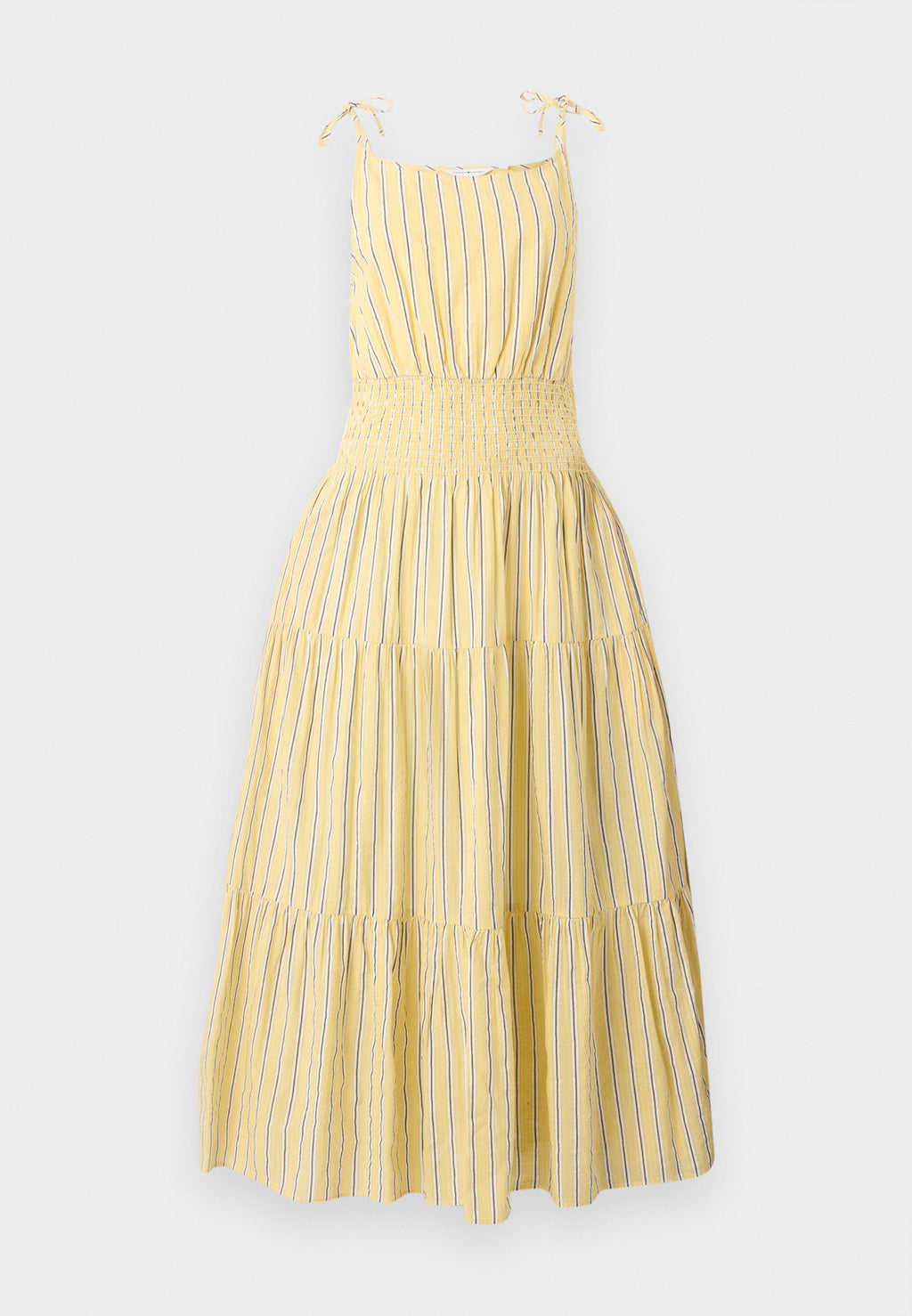 SMOCK TIE MIDI DRESS - Day dress - liquorice/citronella