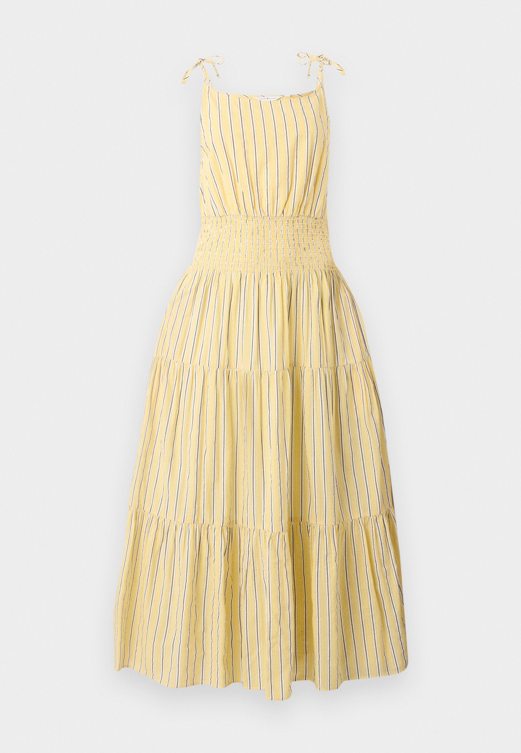 SMOCK TIE MIDI DRESS - Day dress - liquorice/citronella