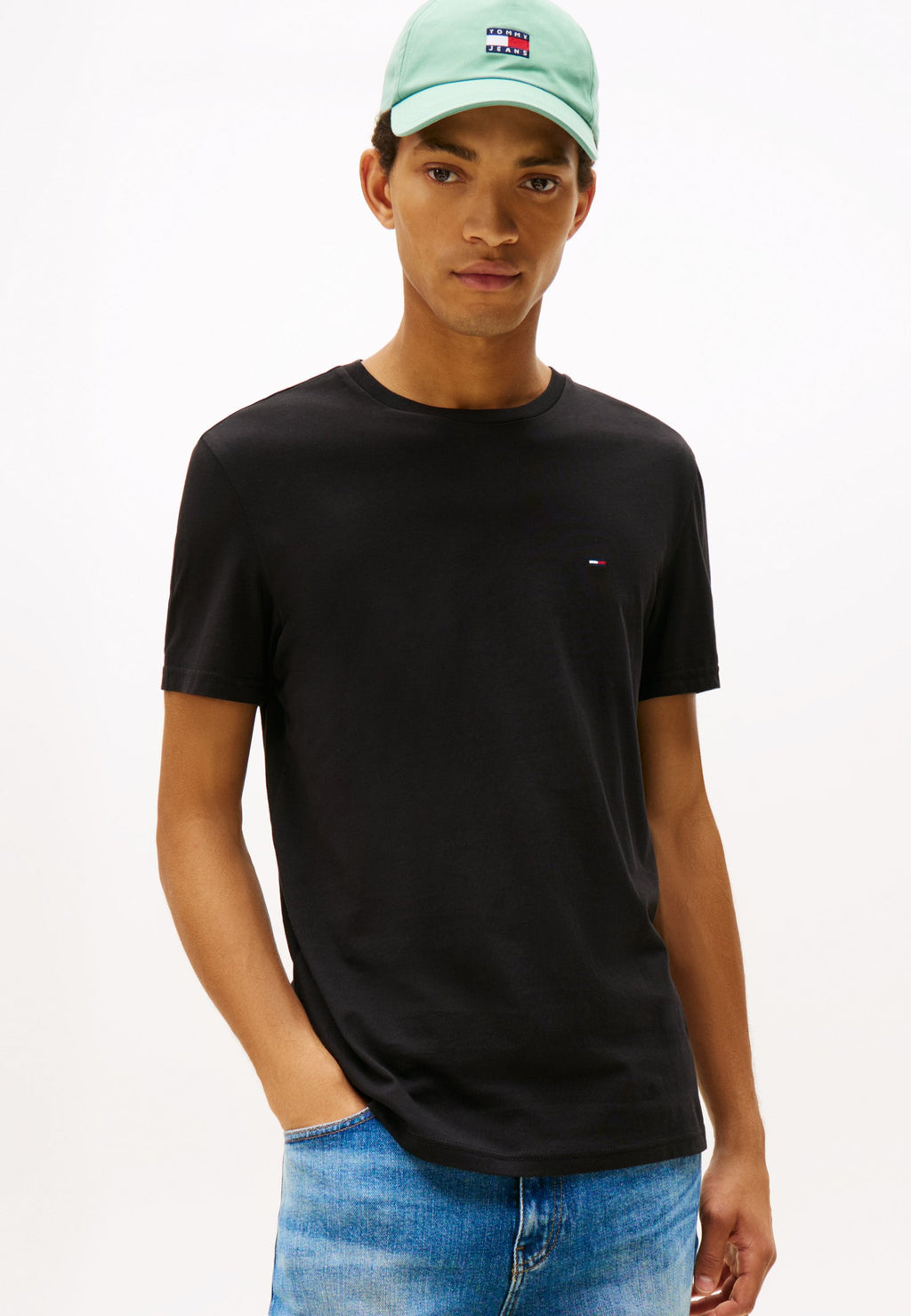 SLIM TEE  - Basic T-shirt - black/dark night navy/ecru