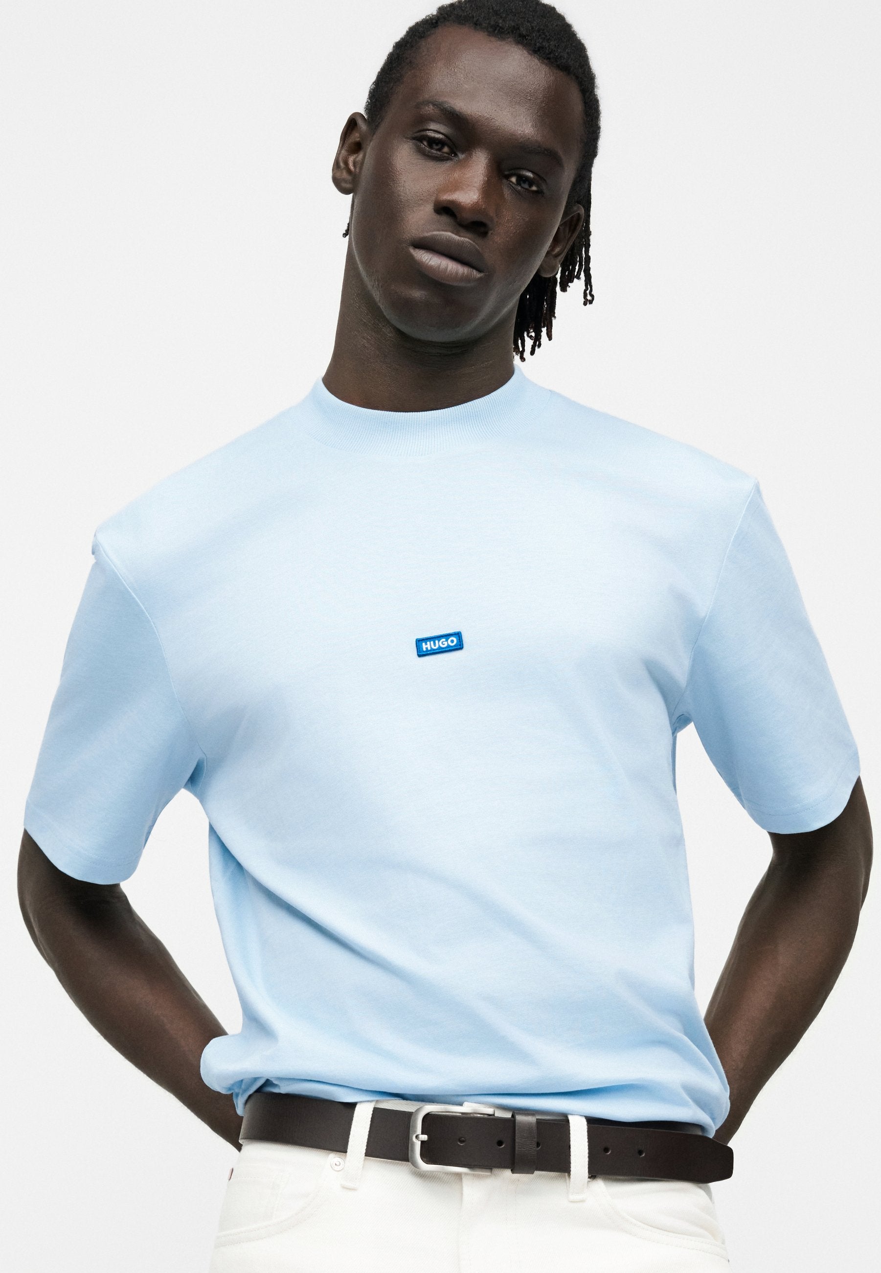 NIEROS - Basic T-shirt - open blue