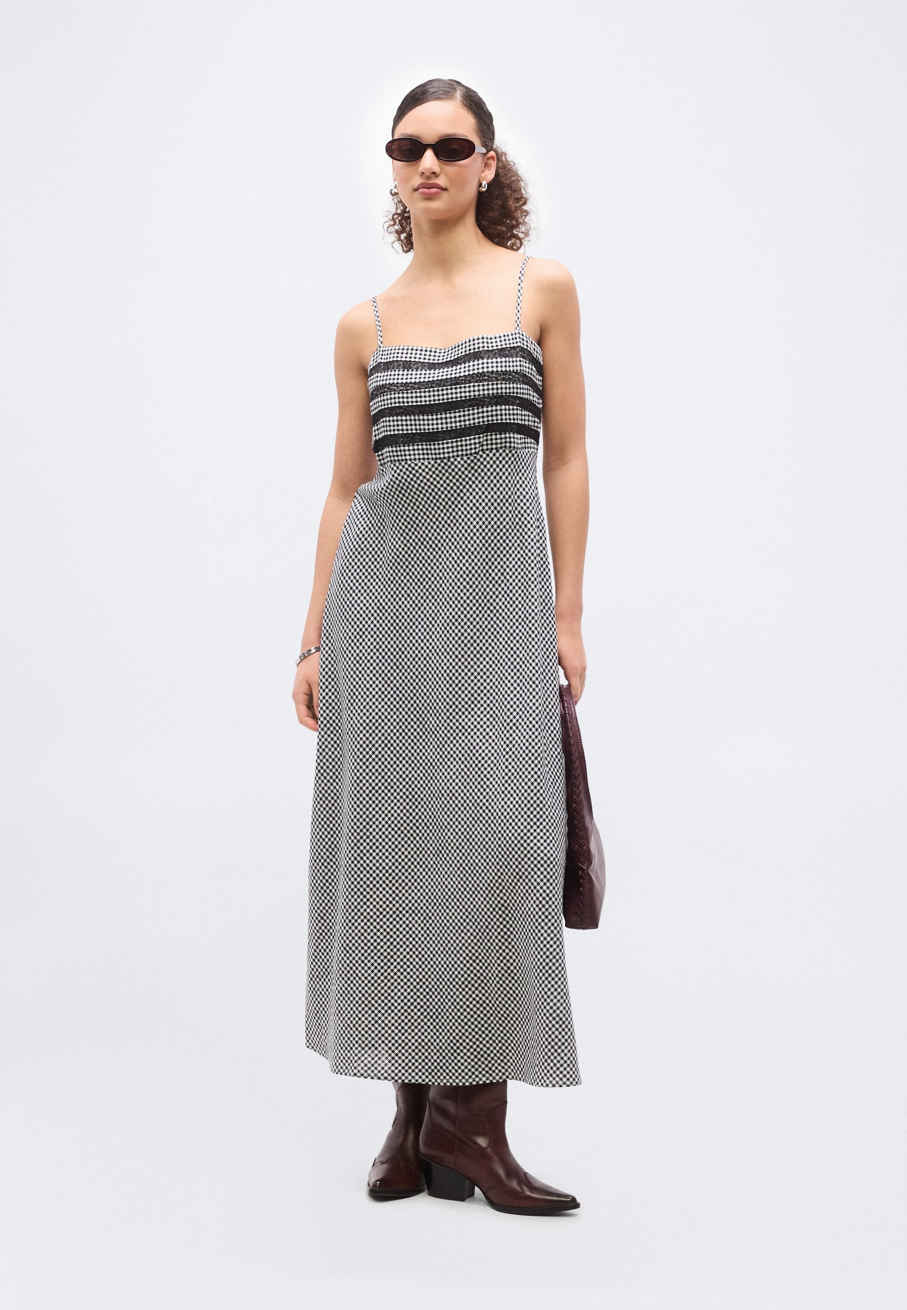 INSERT BODICE DRESS - Maxi dress - black