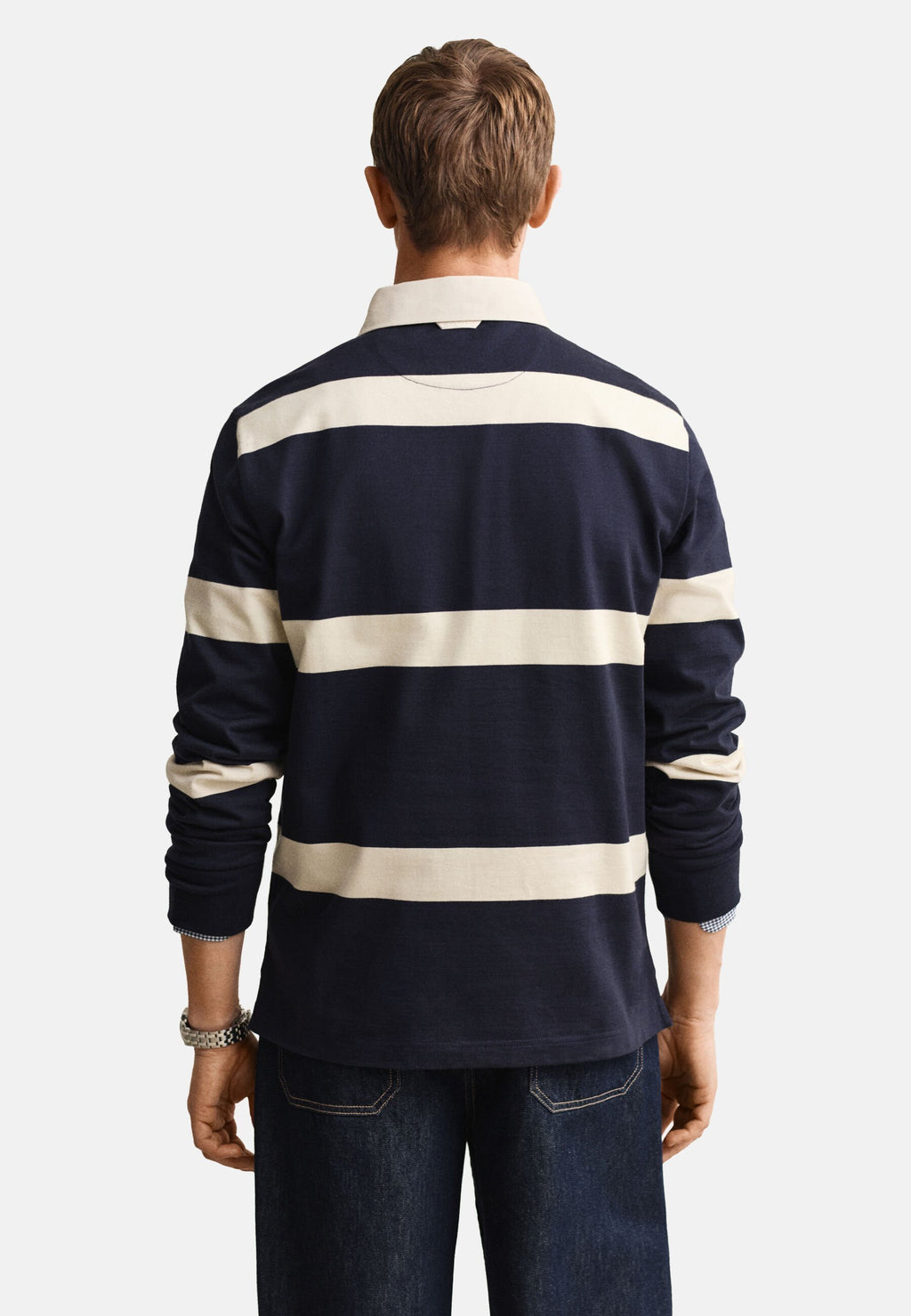STRIPED RUGGER - Polo shirt - evening blue