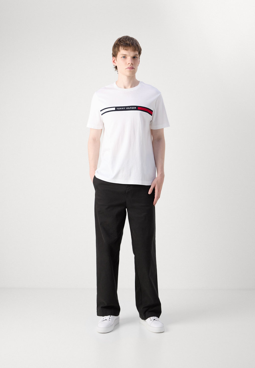 HILFIGER CHEST INSERT TEE - Print T-shirt - white