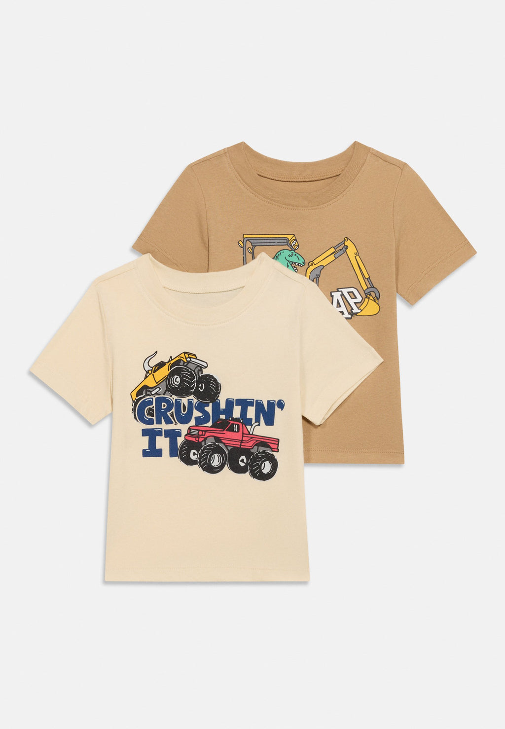 LOT DE 2 T-shirts imprimés - marron clair/beige