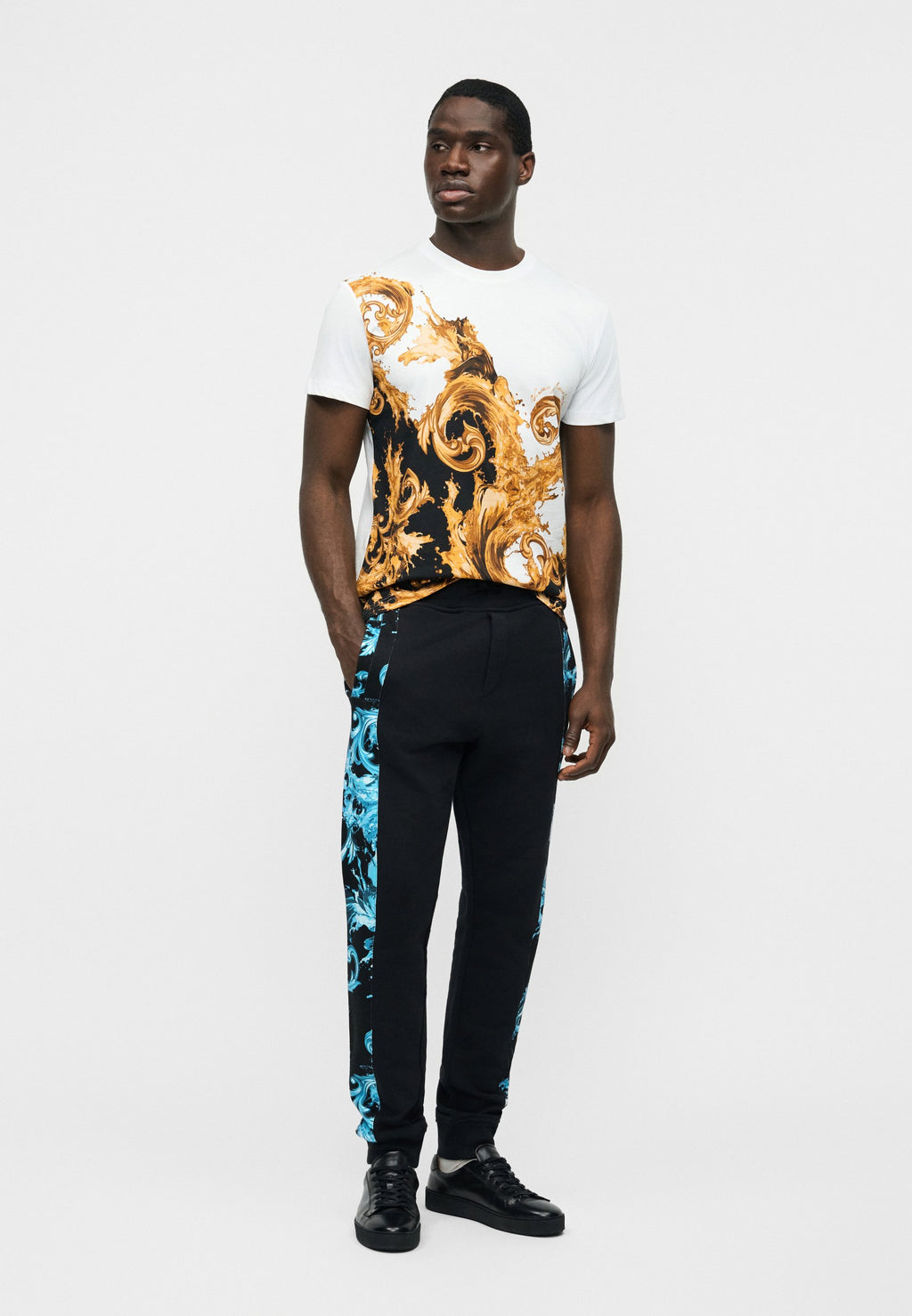 BAROCCO  - Print T-shirt - whit/black/gold-coloured