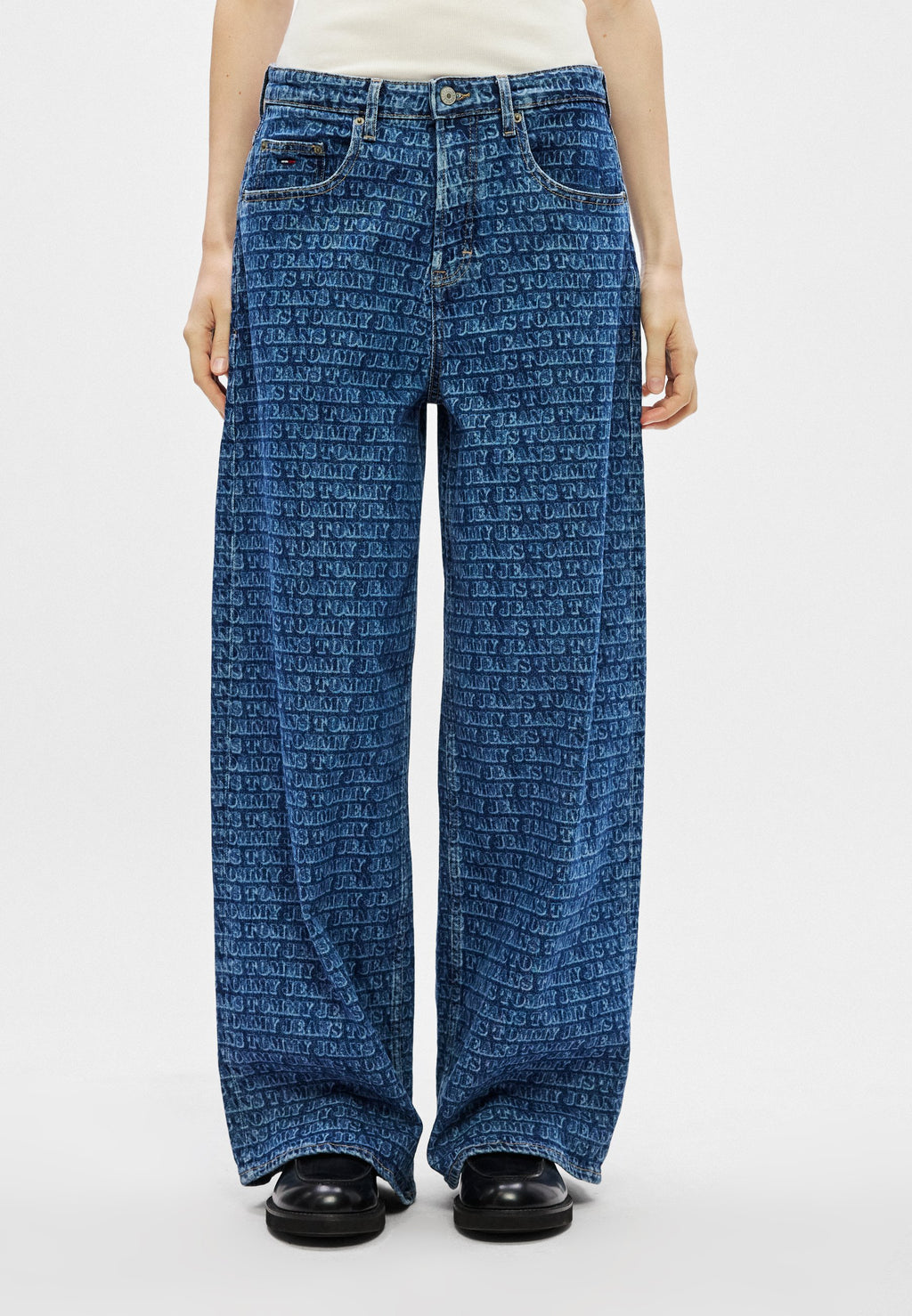 SPELL-OUT MID RISE LOOSE JEANS - Loose Jeans - denim medium