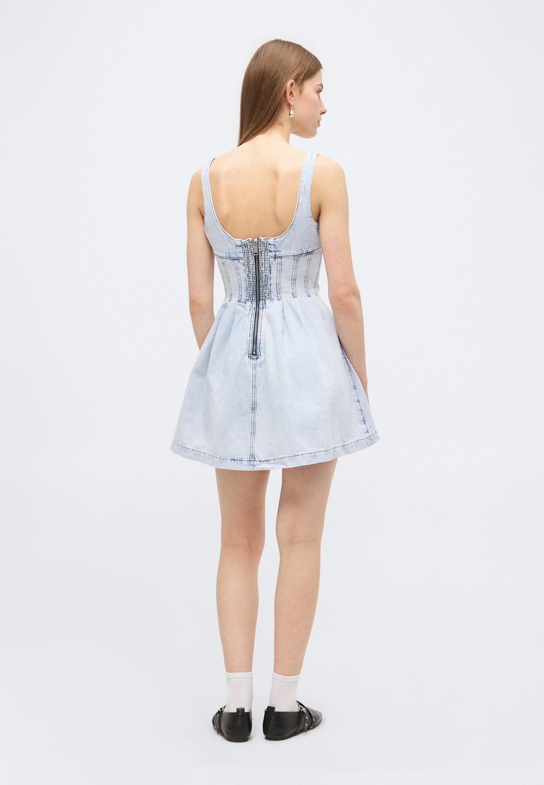 PLEAT SEAM DRESS  - Denim dress - denim light