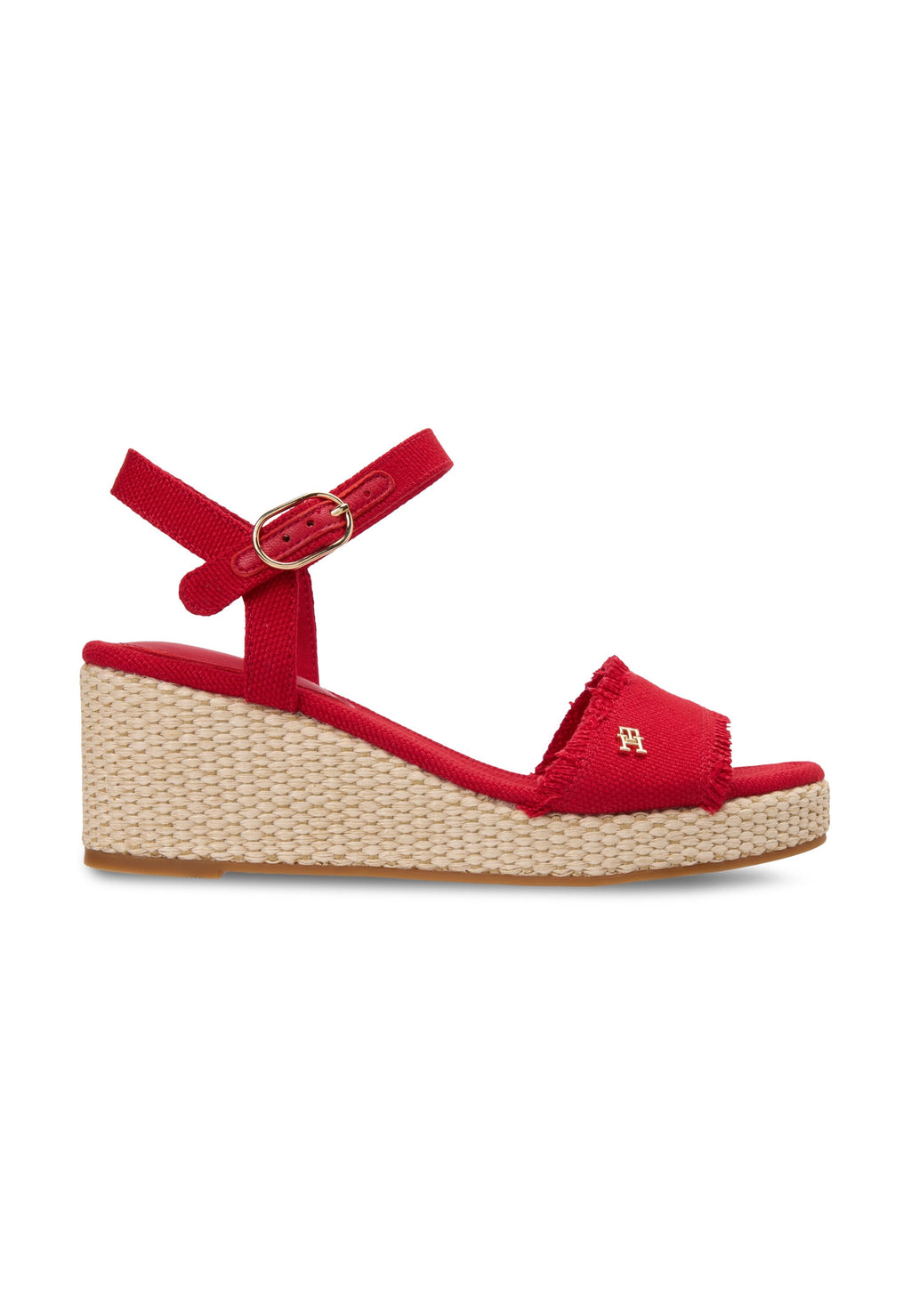 TH MONOGRAM WOVEN WEDGE ESPADRILLES - Platform sandals - primary red