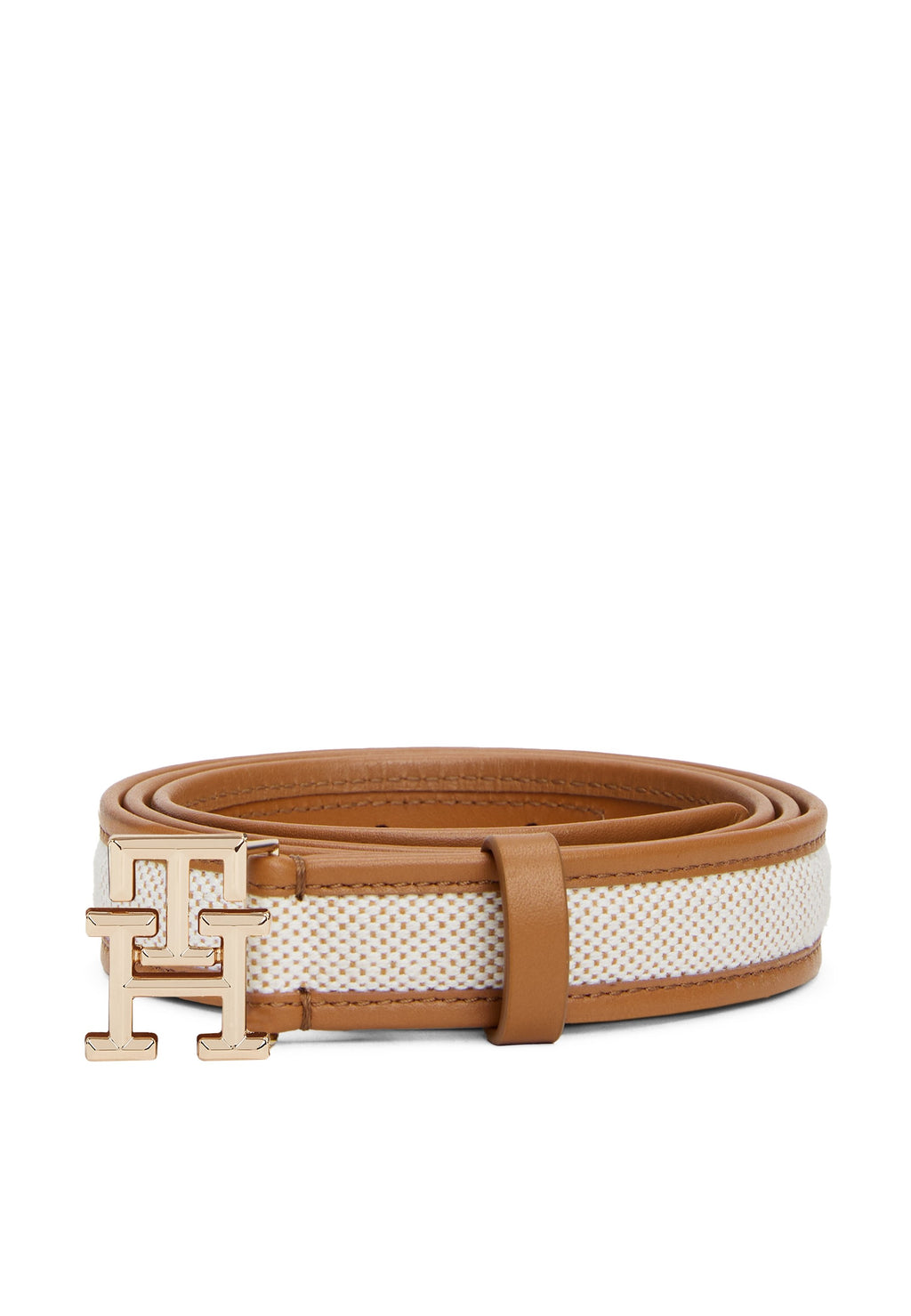 TH MONOGRAM CANVAS LEATHER BELT - Belt - brown