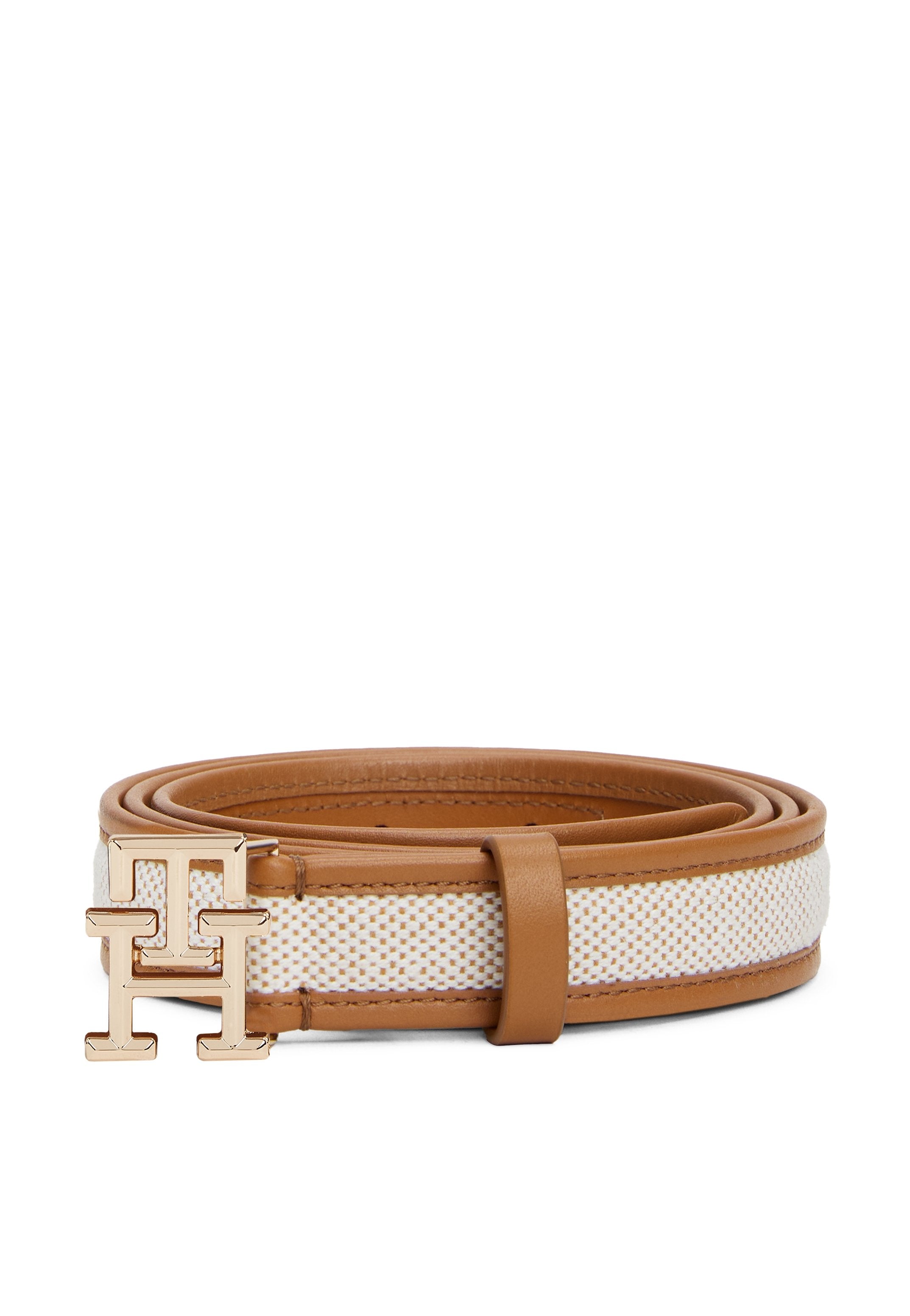TH MONOGRAM CANVAS LEATHER BELT - Belt - brown
