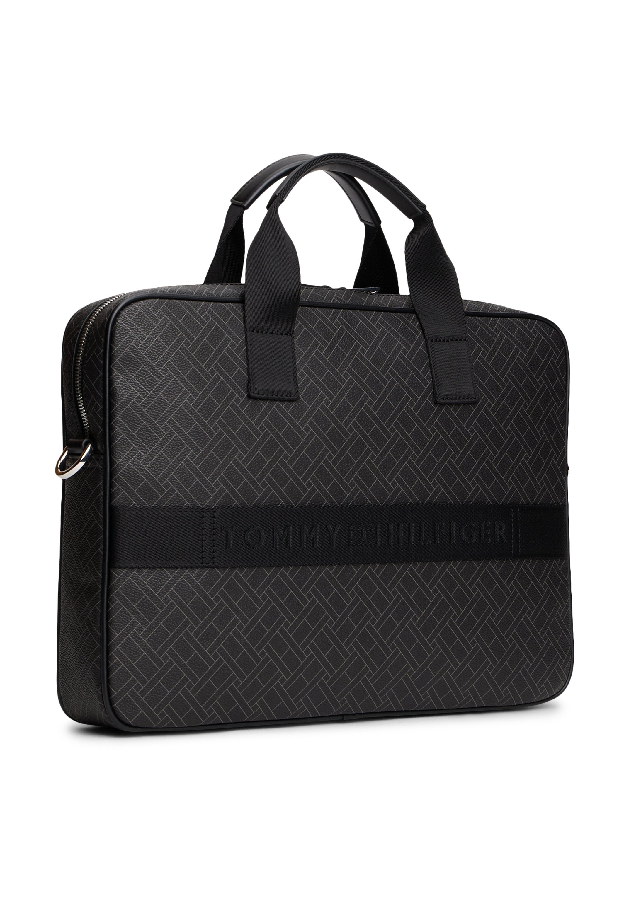 HILFIGER FLAG MIXED TEXTURE LAPTOP BAG - Briefcase - black