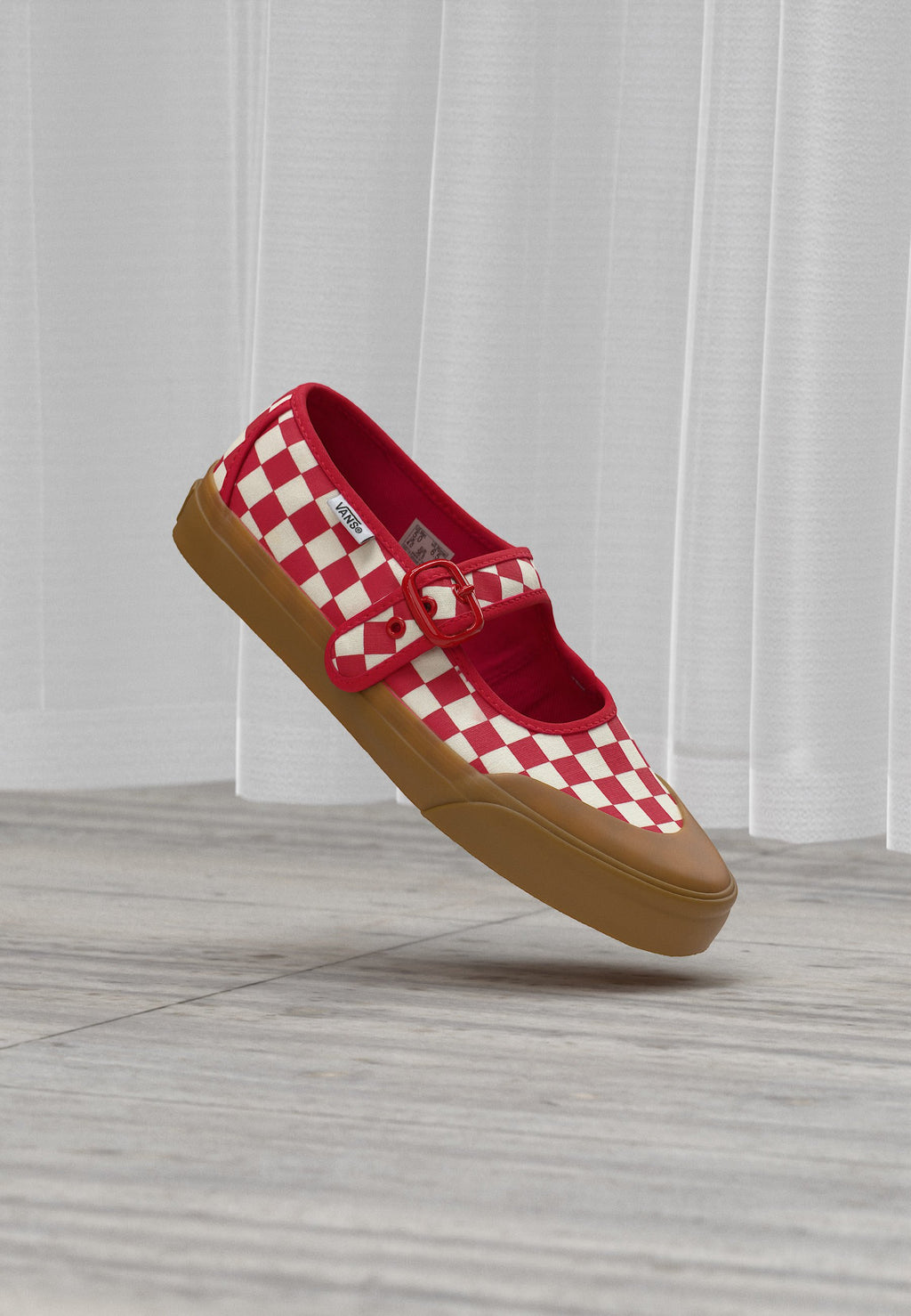 MARY JANE - Ankle strap ballet pumps - red/white