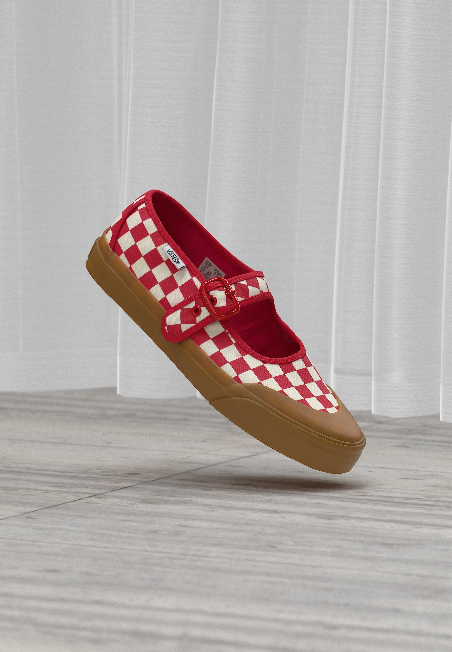 MARY JANE - Ankle strap ballet pumps - red/white