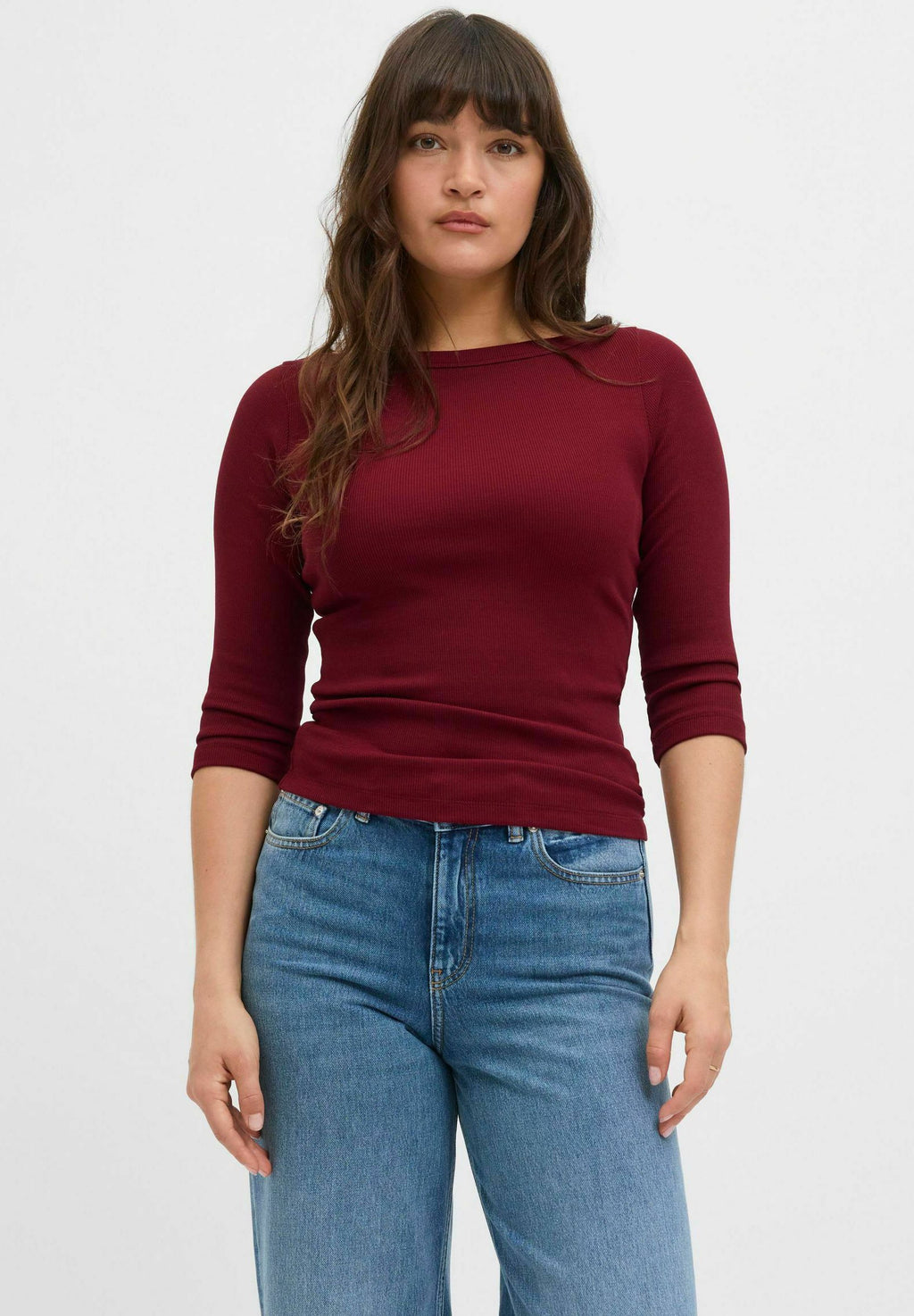 JXFIFI STR 3/4 BOATNECK TOP JRS NOOS - Haut à manches longues - cabernet