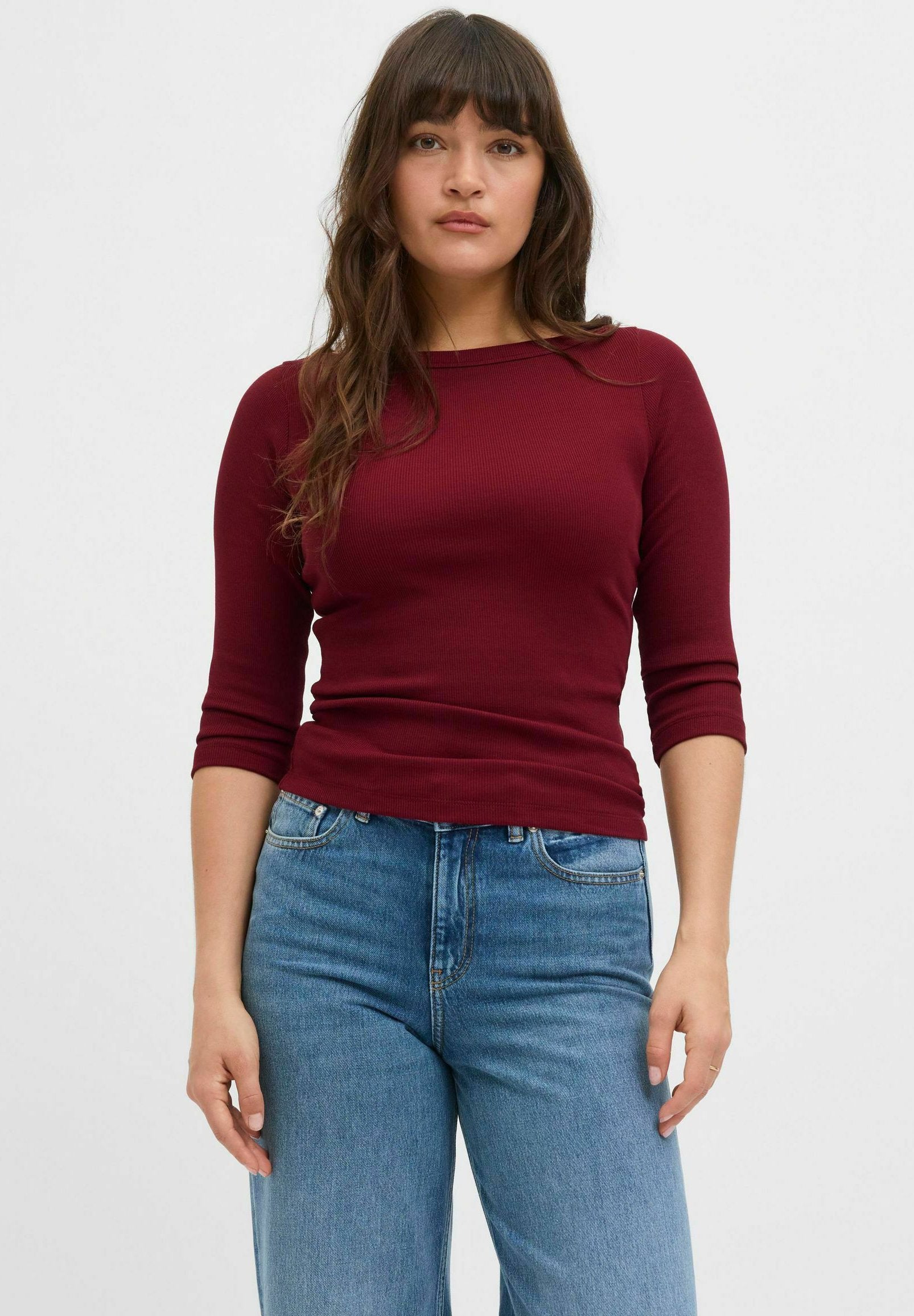 JXFIFI STR 3/4 BOATNECK TOP JRS NOOS - Haut à manches longues - cabernet