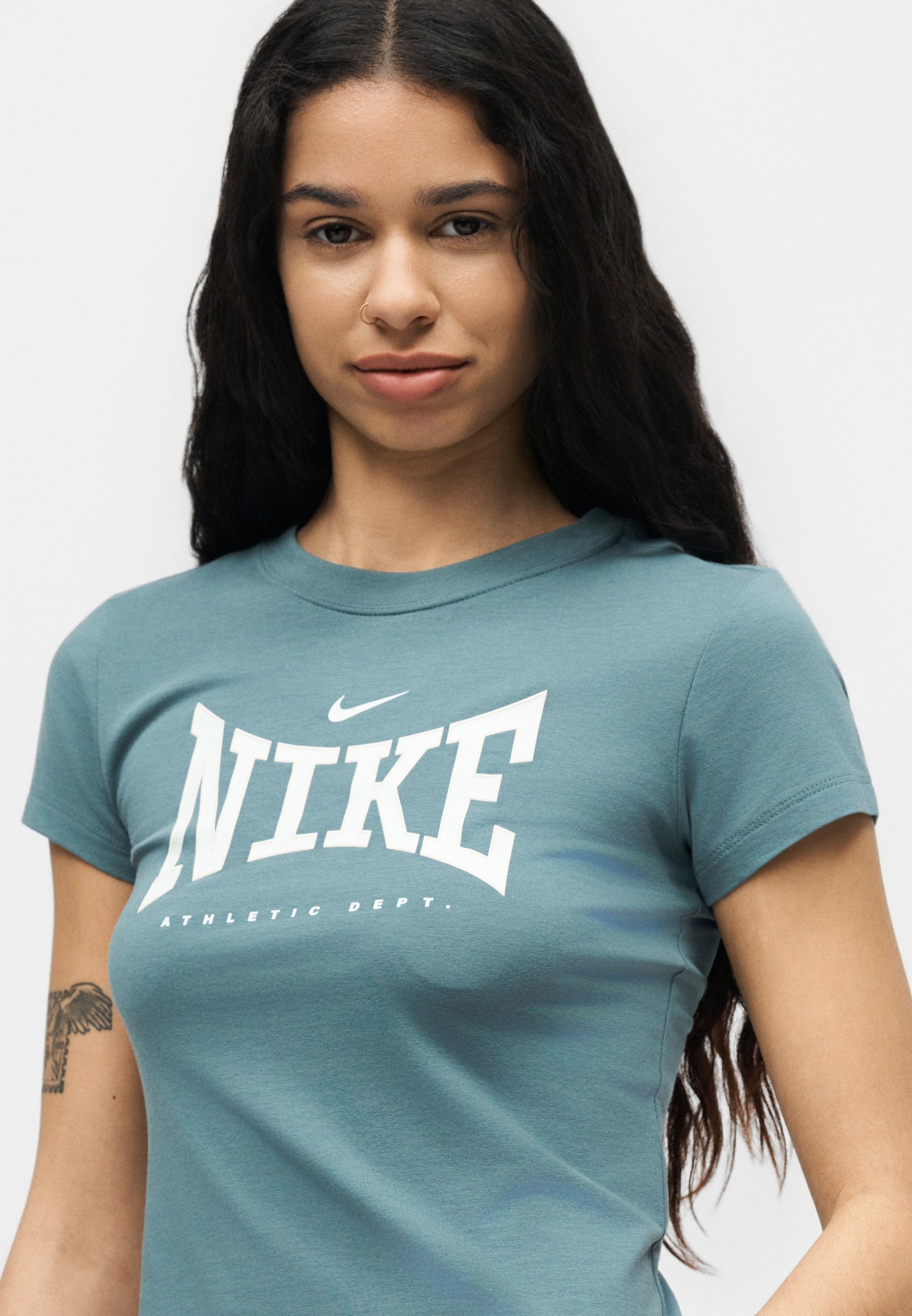CROP LEAGUE TEE - Print T-shirt - mineral slate