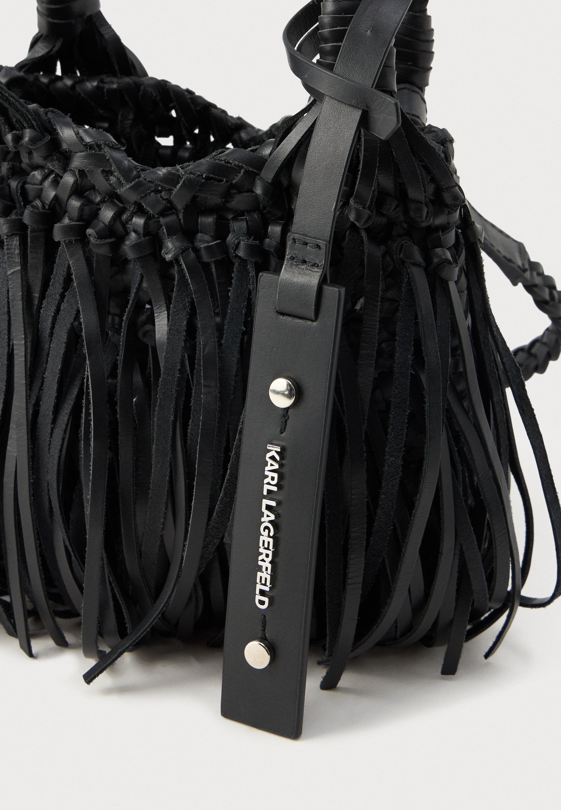 WEAVE TOTE FRINGES - Handbag - black