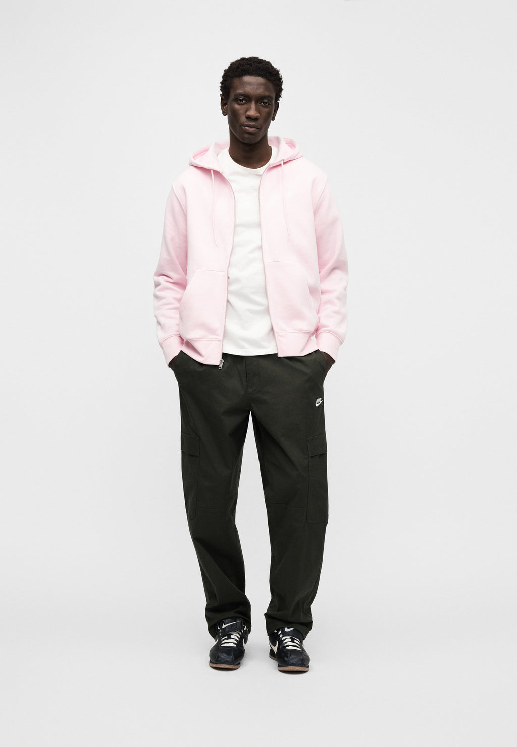 KAPÜŞONLU - Tam fermuarlı sweatshirt - pembe köpük/beyaz