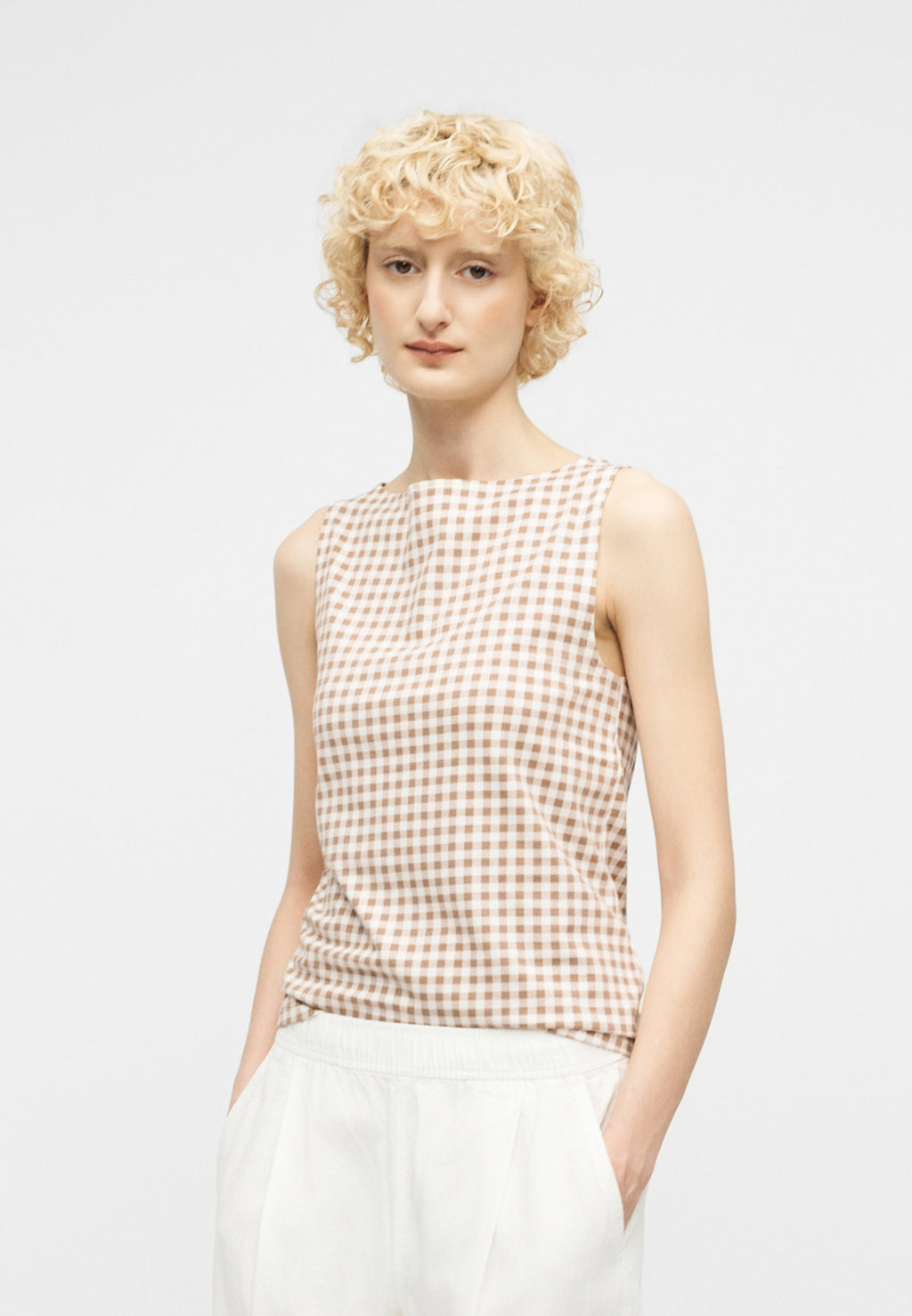 BOAT NECK TANK - Top - khaki