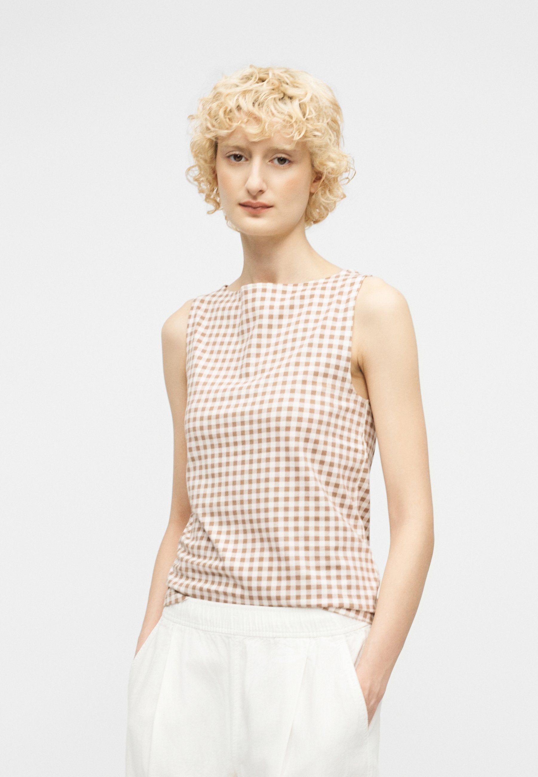 BOAT NECK TANK - Top - khaki