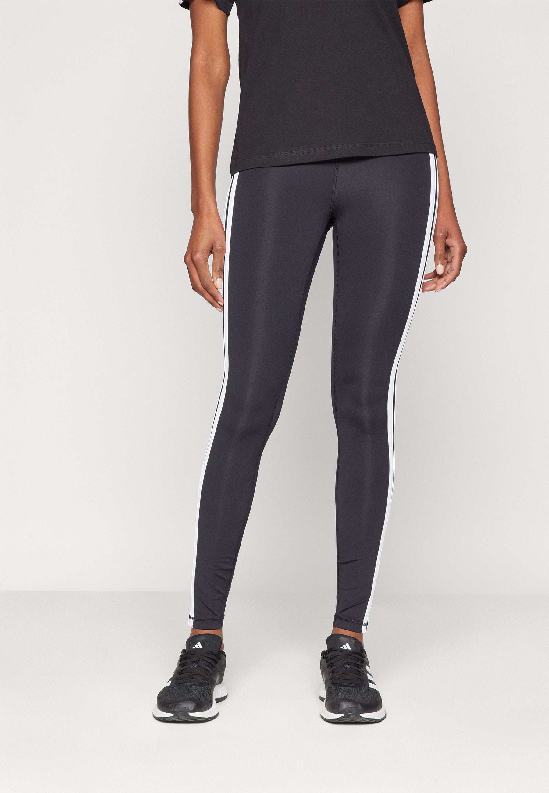 OPTIME ESSENTIALS WORKOUT 3 STRIPES 7/8 - Leggings - black/white