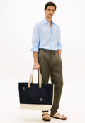TWO-TONE CANVAS BEACH TOTE BAG - Tote bag - space blue