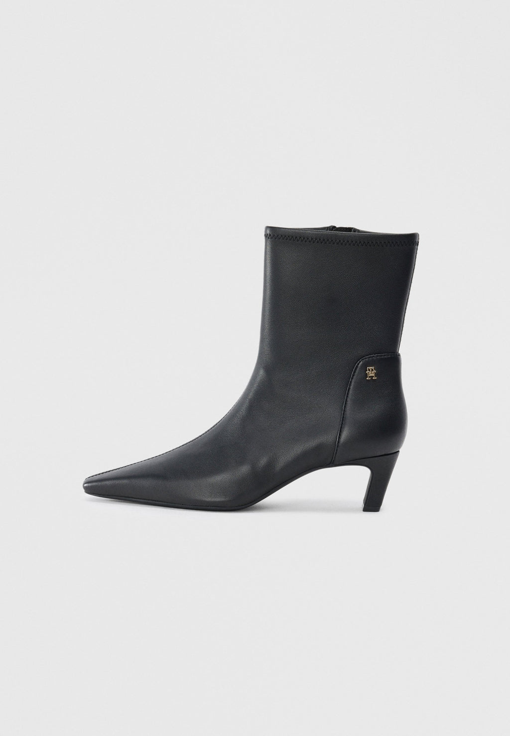 TH MONOGRAM PLAQUE LEATHER MID BOOTS - Classic ankle boots - black