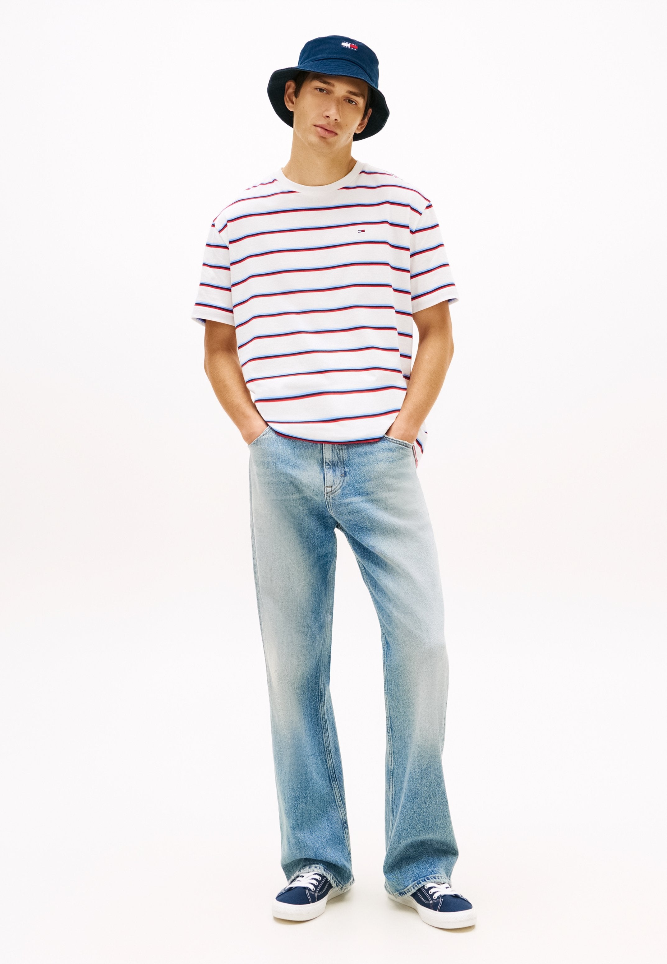 HILFIGER FLAG STRIPE RELAXED JERSEY T-SHIRT - Print T-shirt - ecru