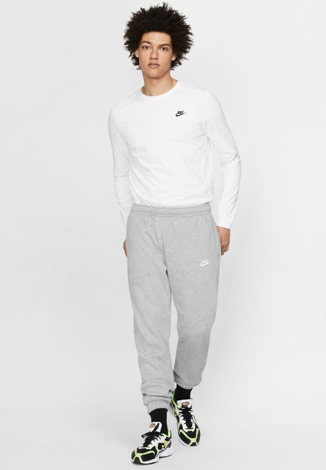 M NK CLUB BB CUFF PANT - Tracksuit bottoms - dk grey heather lt smoke grey white
