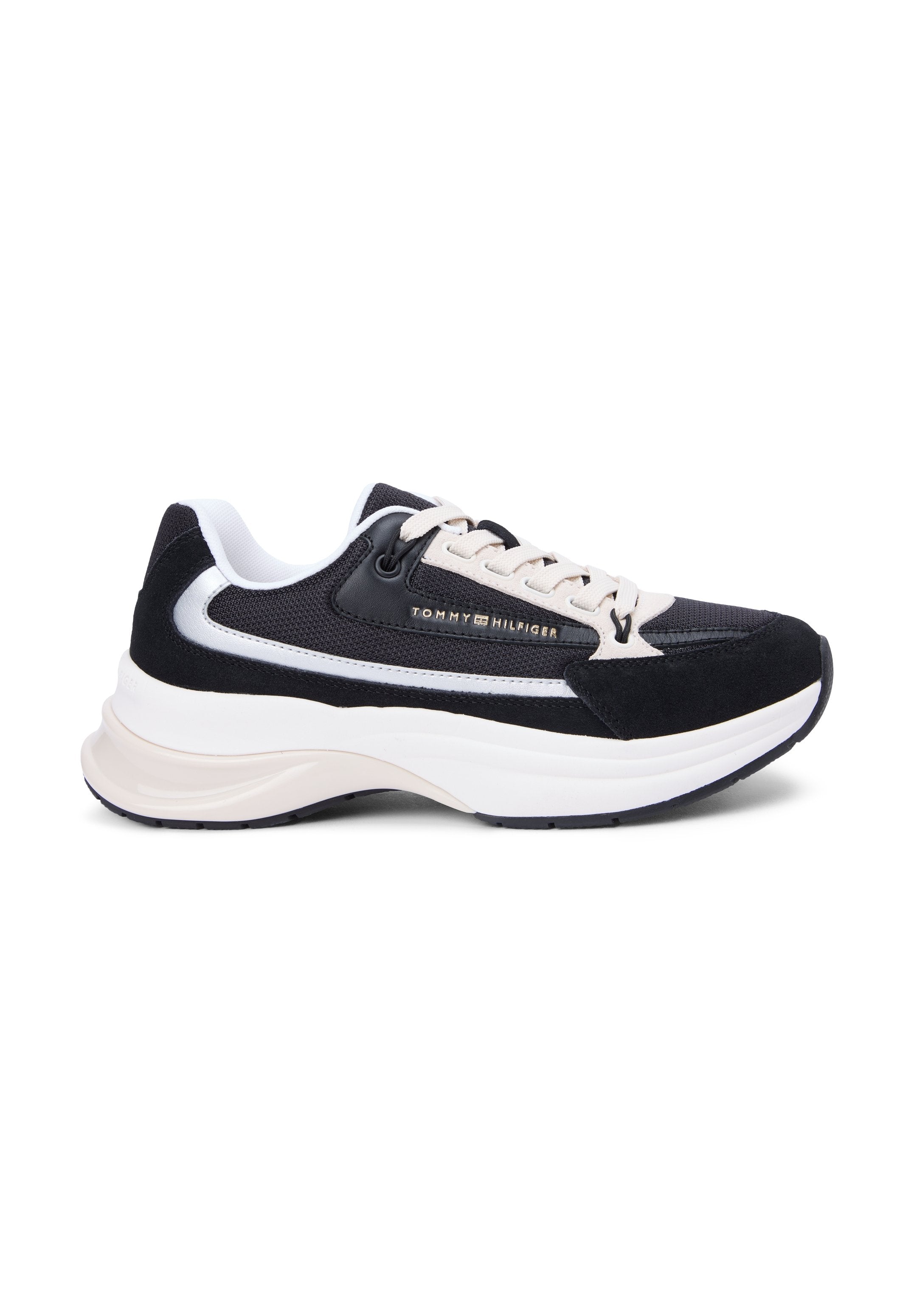 SUEDE CHUNKY LACE-UP TRAINERS - Trainers - black