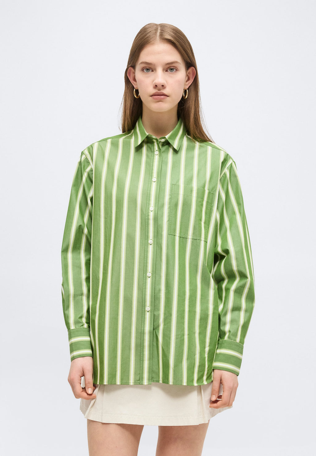 Button-down blouse - lamb's lettuce/birch/white/black