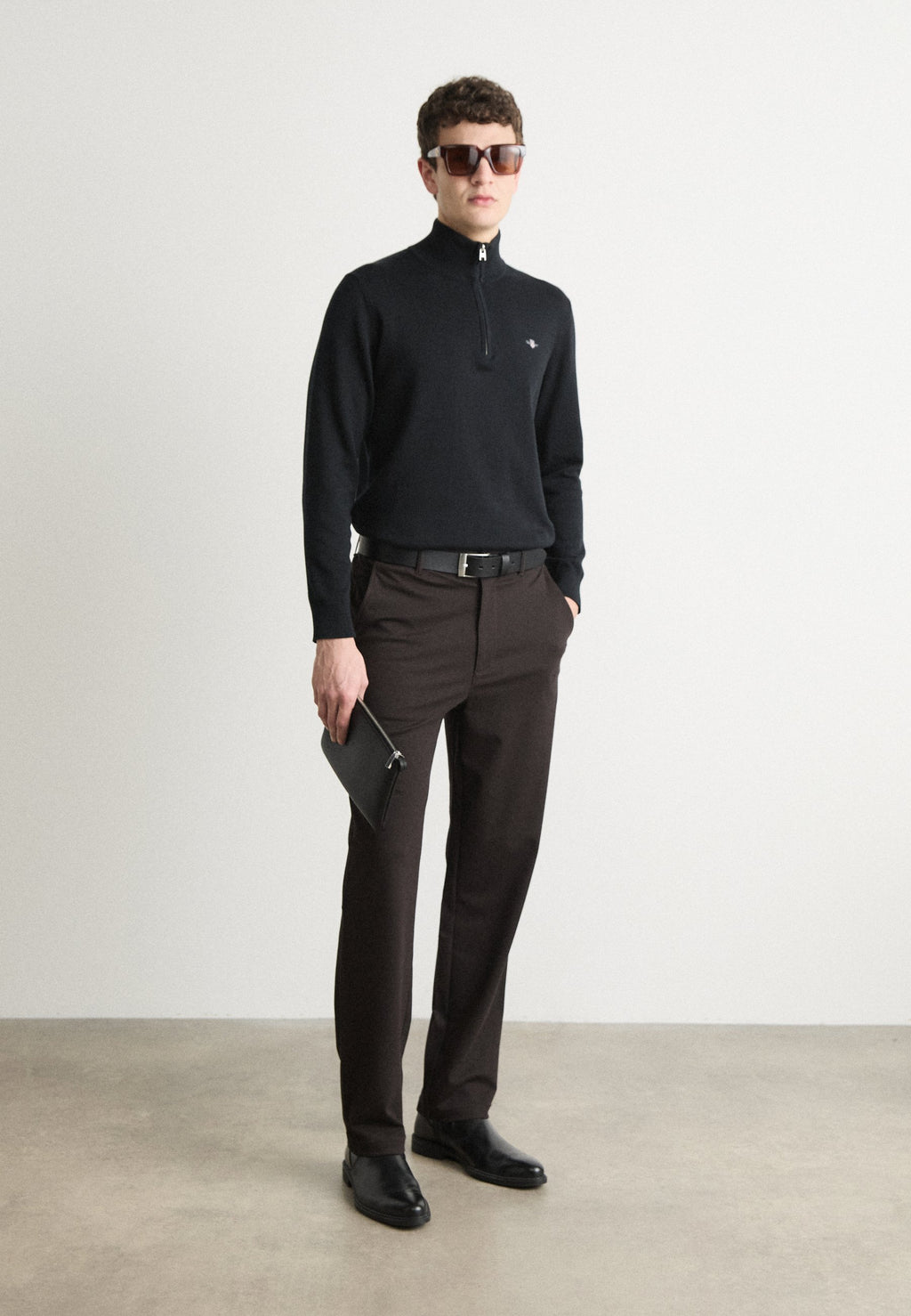 CLASSIC COTTON HALF ZIP - Jumper - black