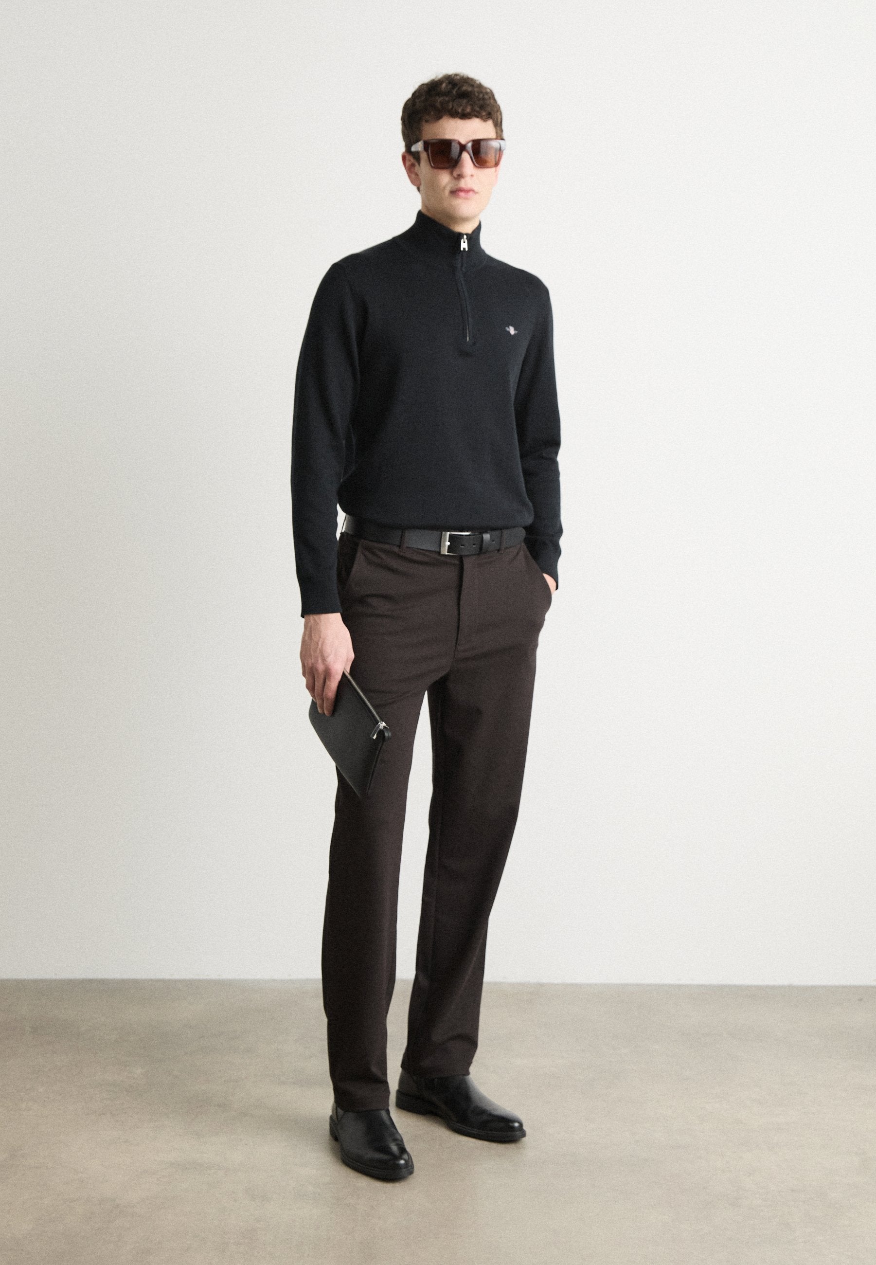 CLASSIC COTTON HALF ZIP - Jumper - black