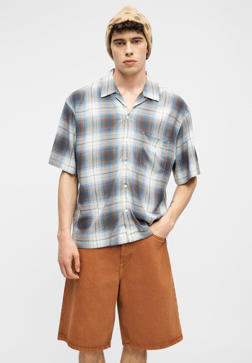 PLAID CAMP - Shirt - glacial slate/egret