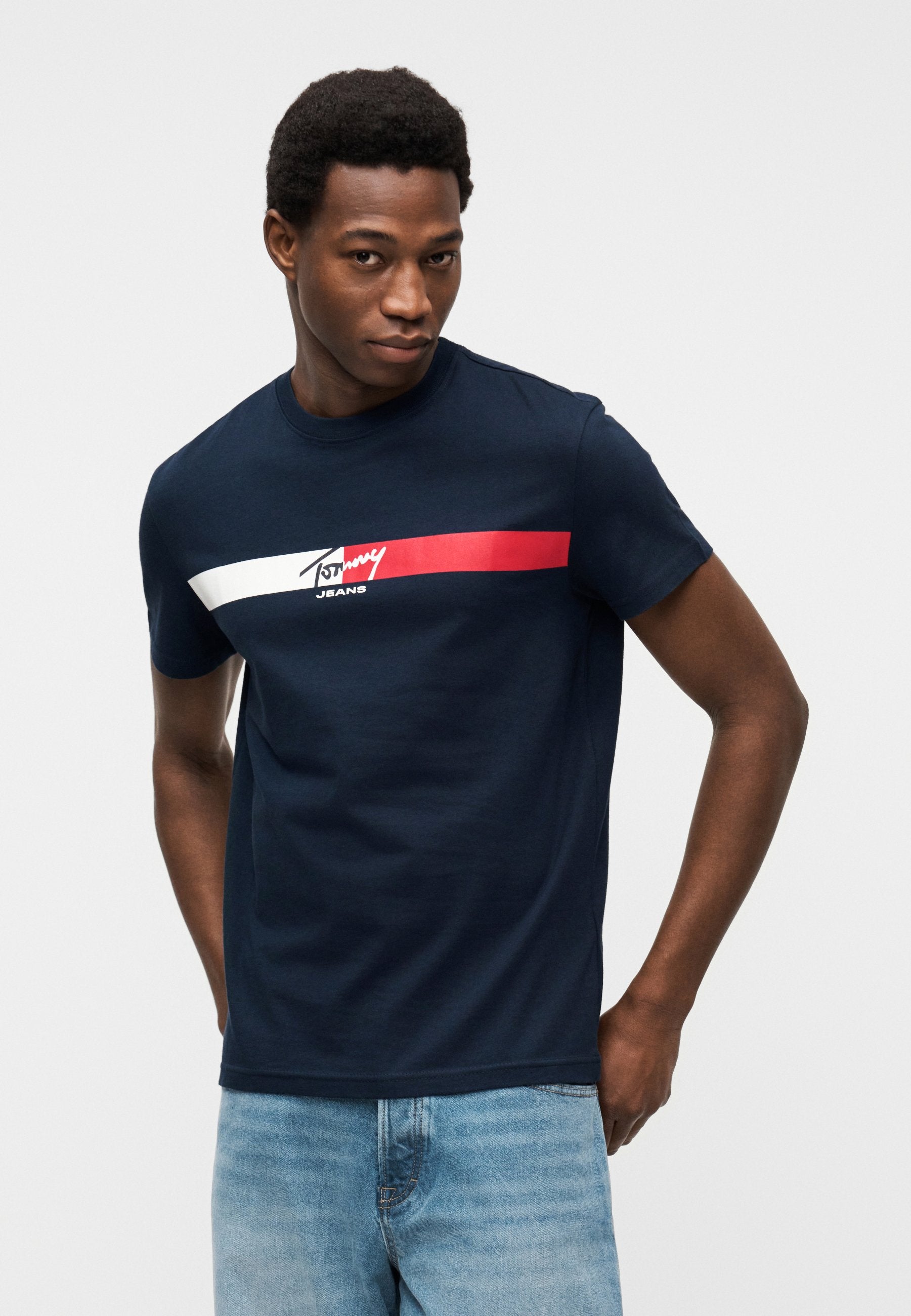 SIGNATURE LOGO JERSEY T-SHIRT - Print T-shirt - dark night navy