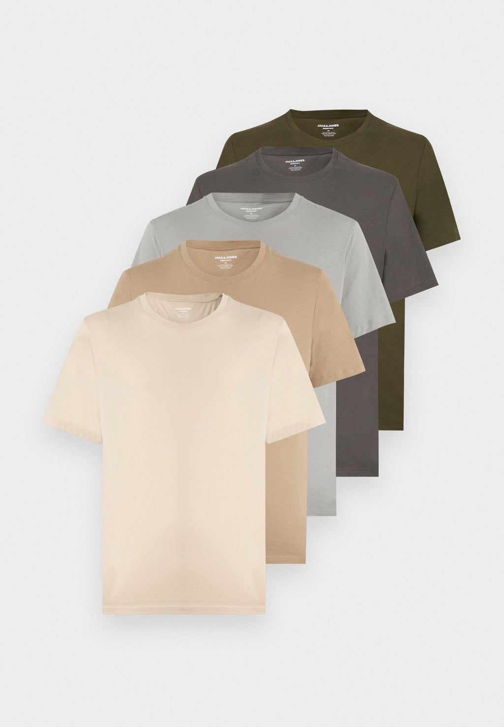 JJEORGANIC BASIC TEE O NECK 5 PACK - T-shirt basique - moonbeam/crockery/olive night/castlerock/ultimate grey
