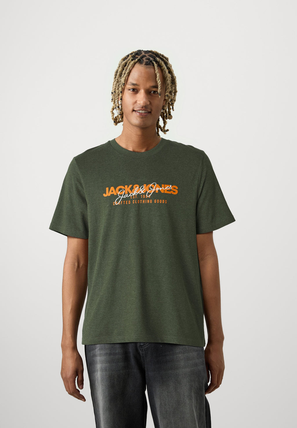 JJALVIS TEE CREW NECK 3 PACK - Print T-shirt - kombu green/navyblazer/black