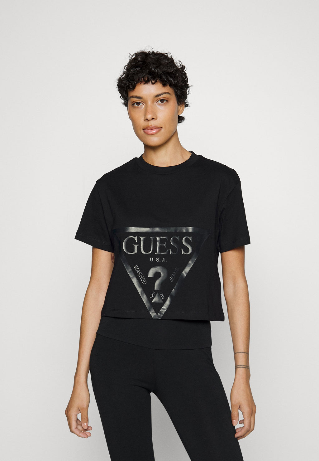 ADELE CROP  - Print T-shirt - jet black