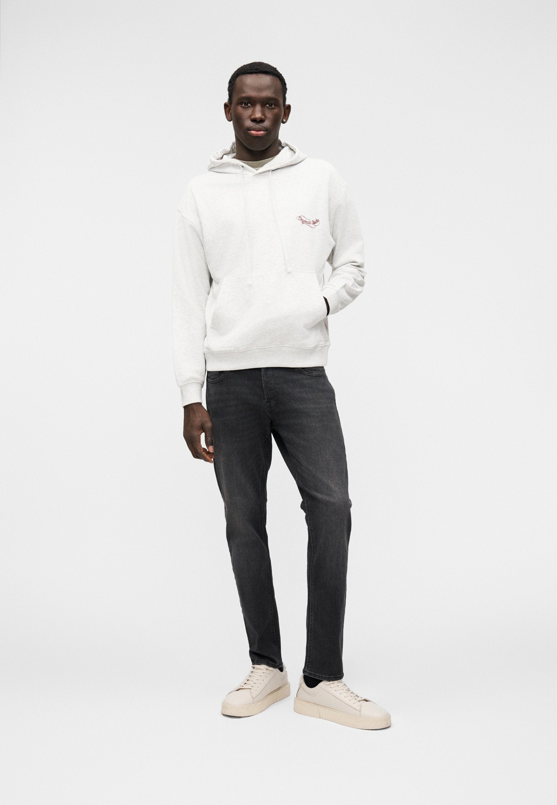 JORNIAGARA TYPO HOOD - Sweatshirt - bright white