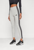 ESSENTIALS 3 STRIPES - Leggings - medium grey heather/black