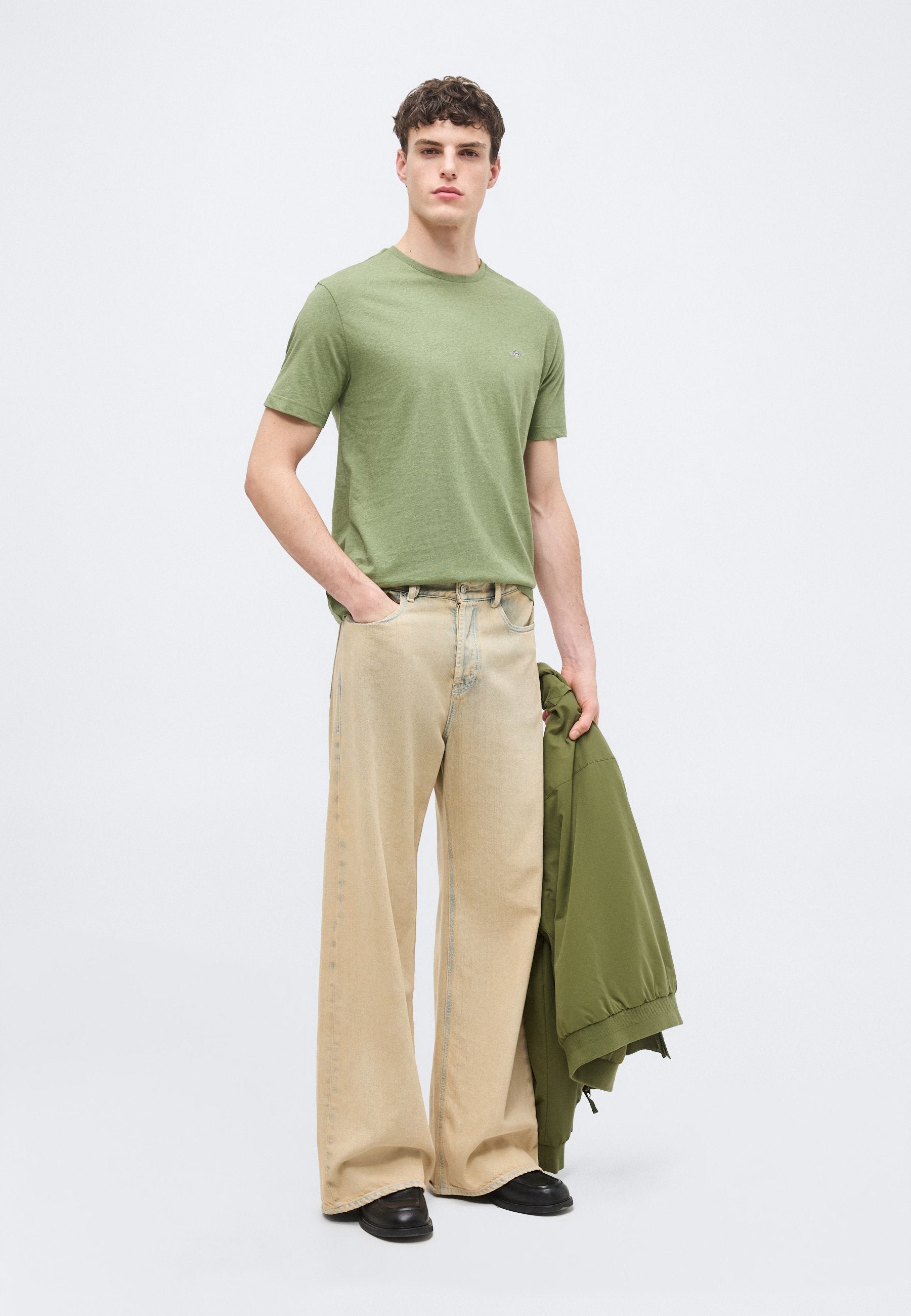 REG SHIELD SS T-SHIRT - Basic T-shirt - dark cactus melange