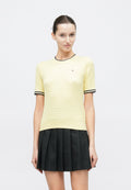 CABLE FINE - Basic T-shirt - zesty yellow/navy